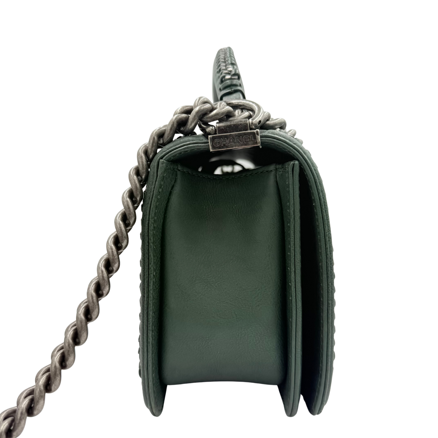 Chanel Calfskin Medium Boy Top Handle Flap Green