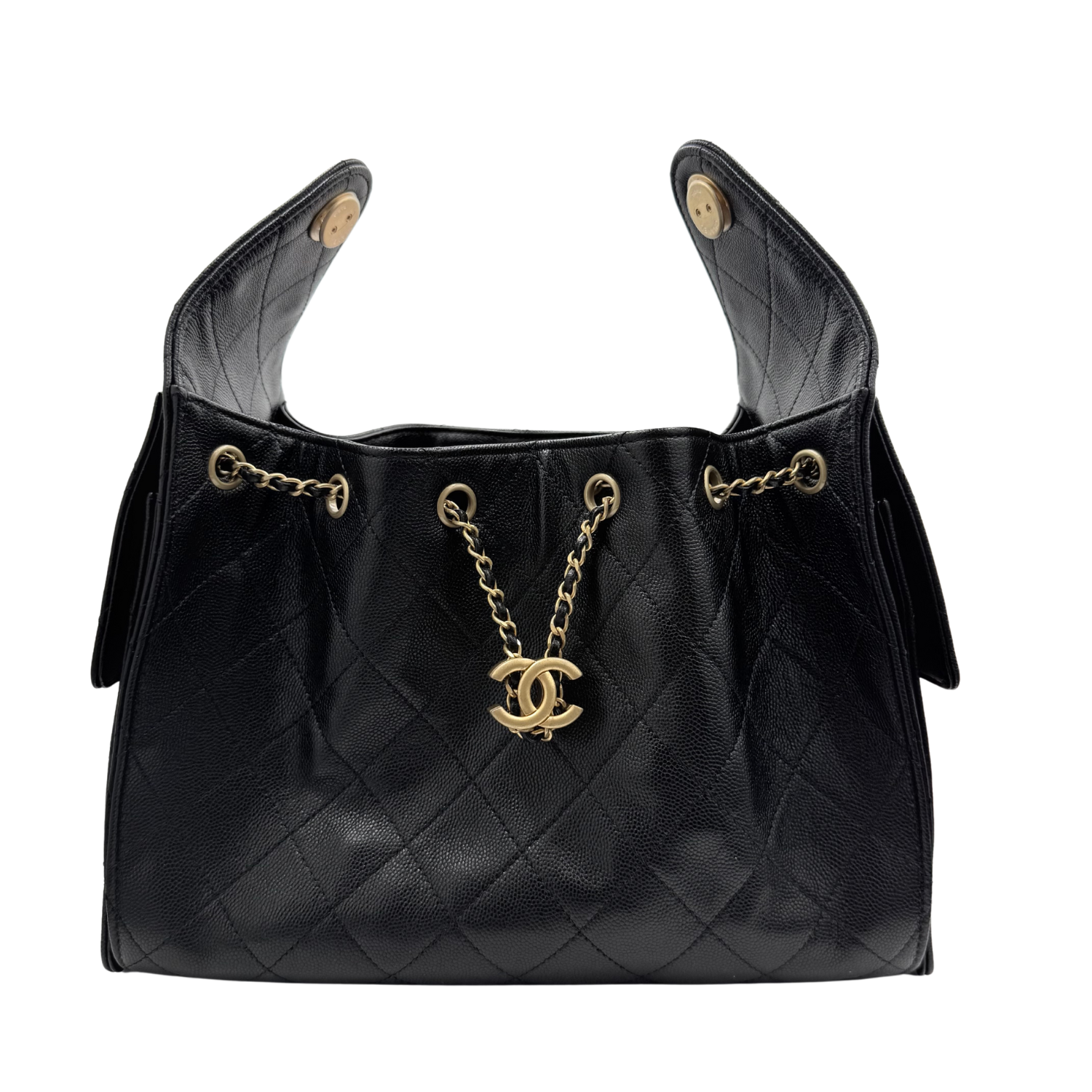 Chanel 25 Small Hobo Handbag Black