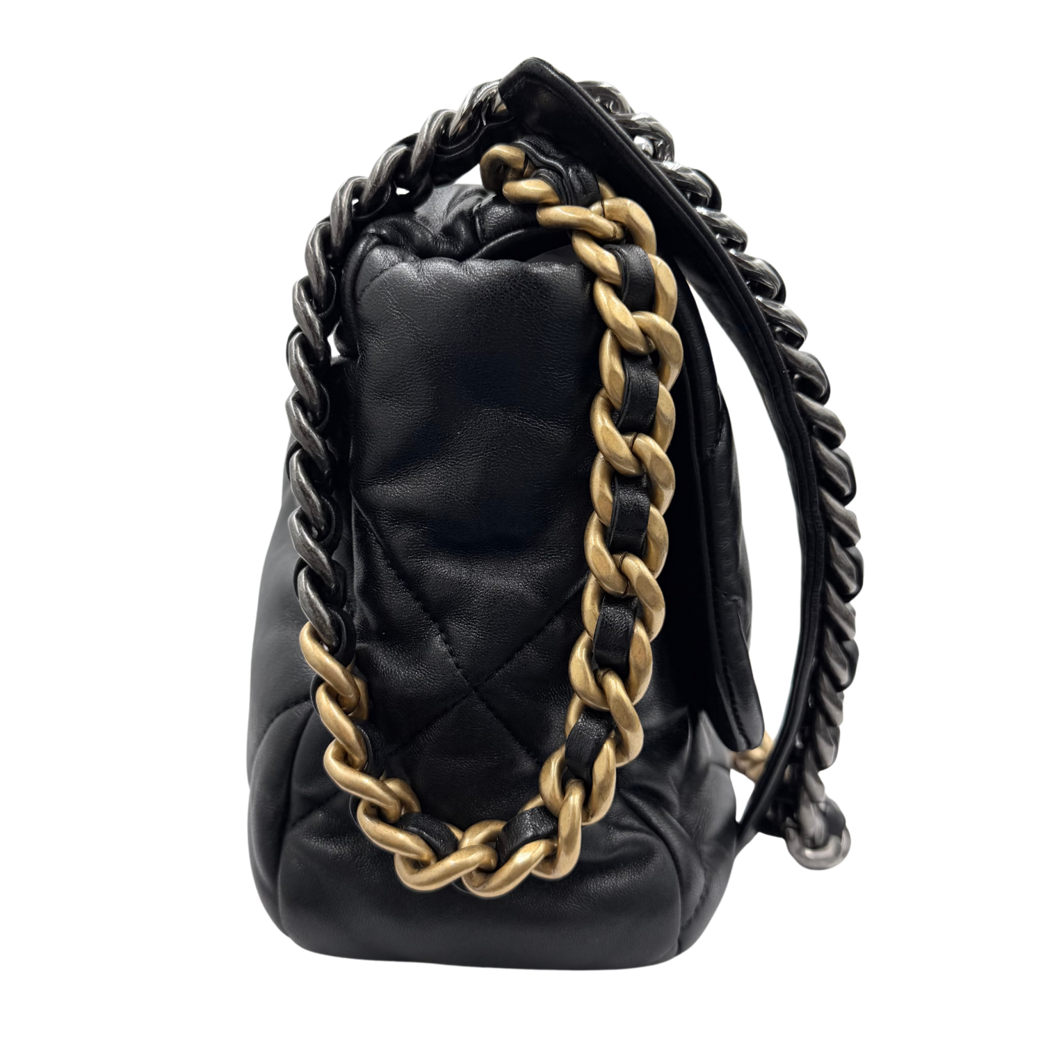 Chanel Large 19 Flap Quilted Lambskin Leather Black