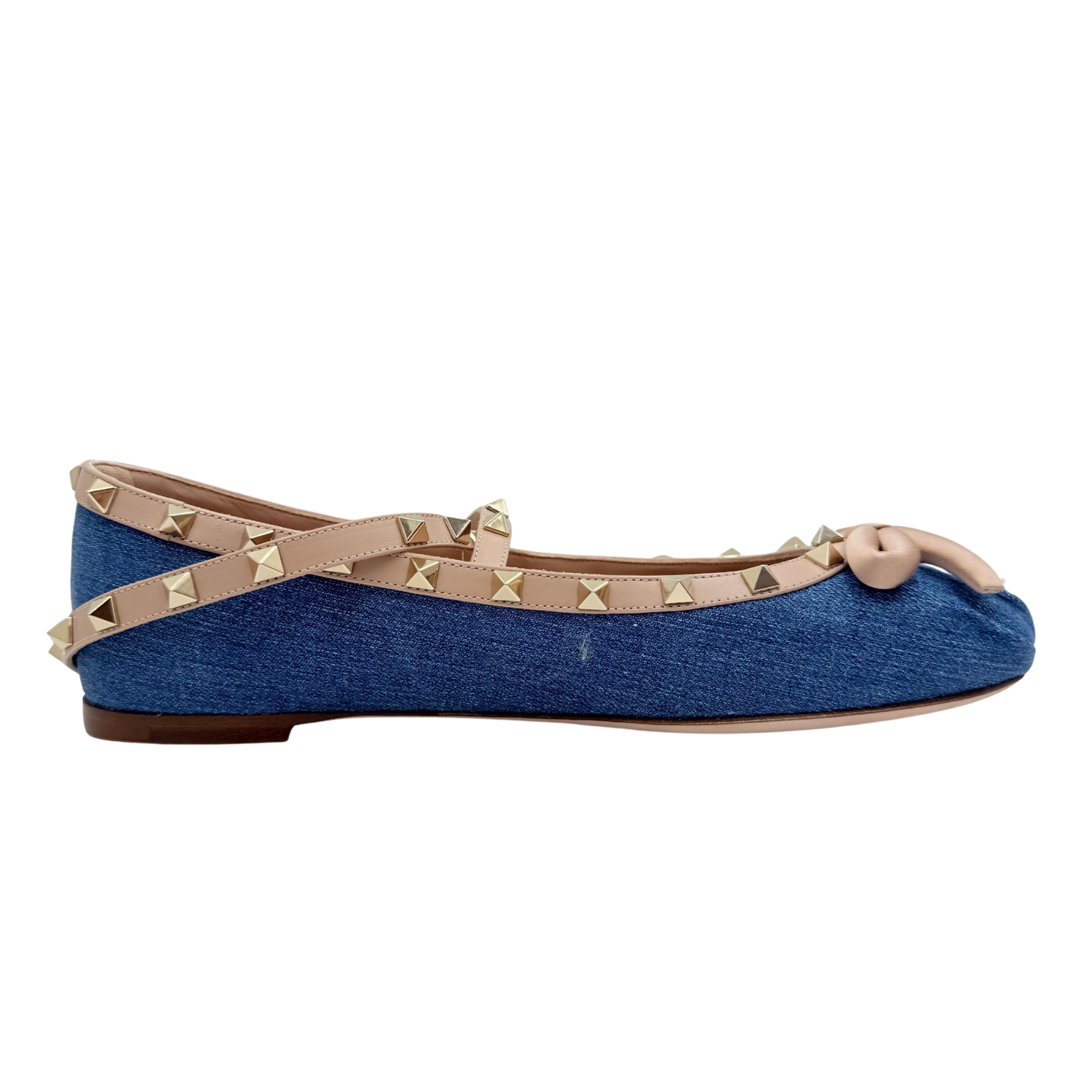 Valentino Rockstud Denim Ballerina Rockstud Flats