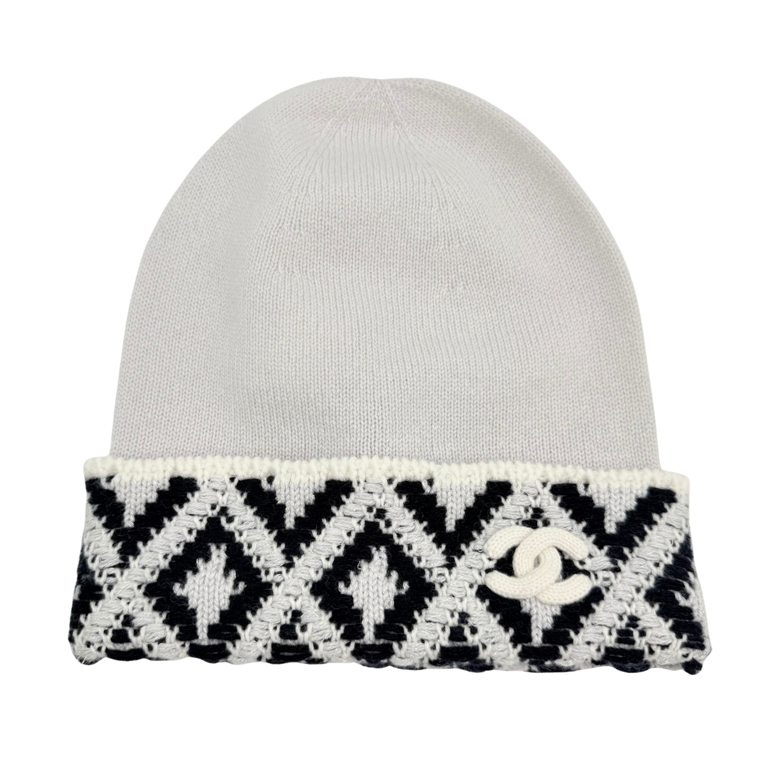 Chanel Cashmere Beanie and Arm Warmers Set Grey