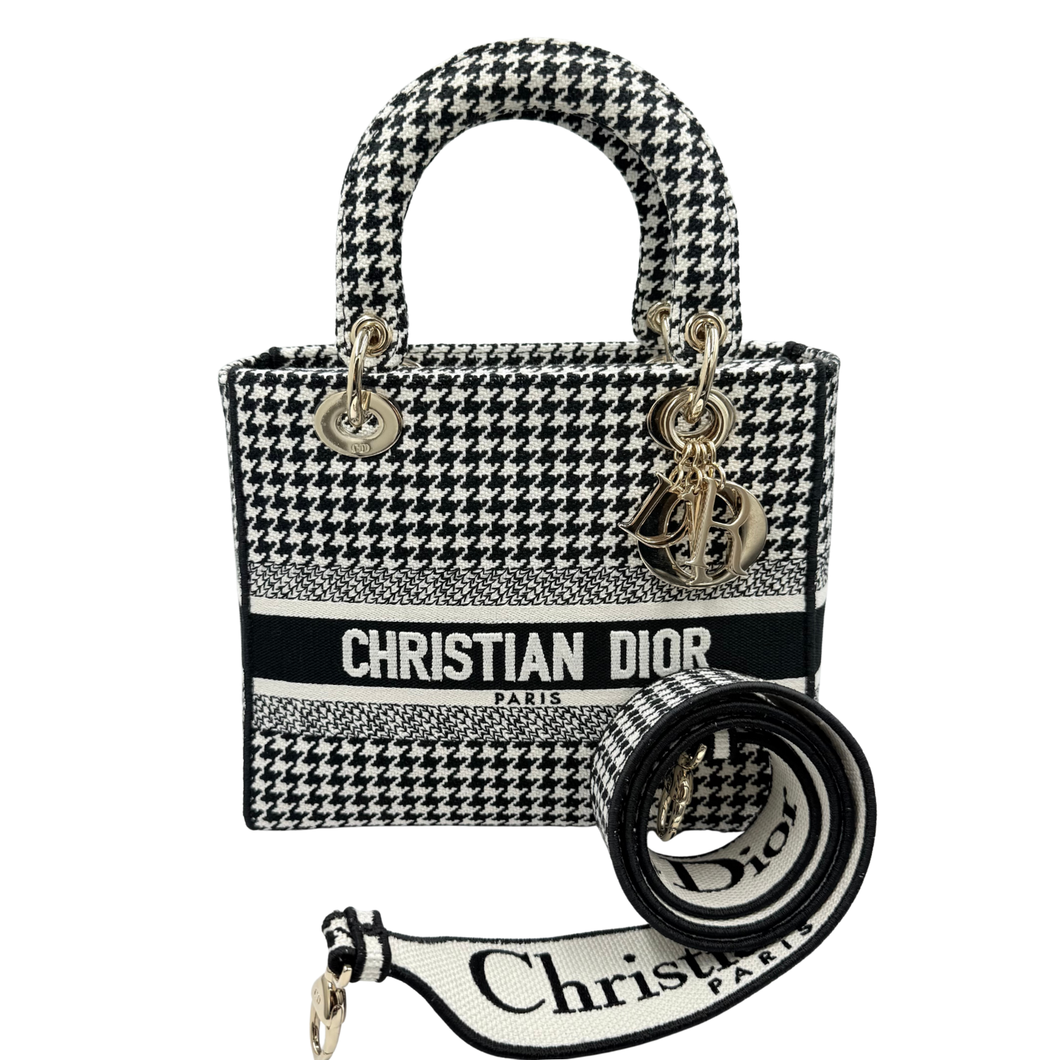 Christian Dior Medium Lady Dior Bag Houndstooth