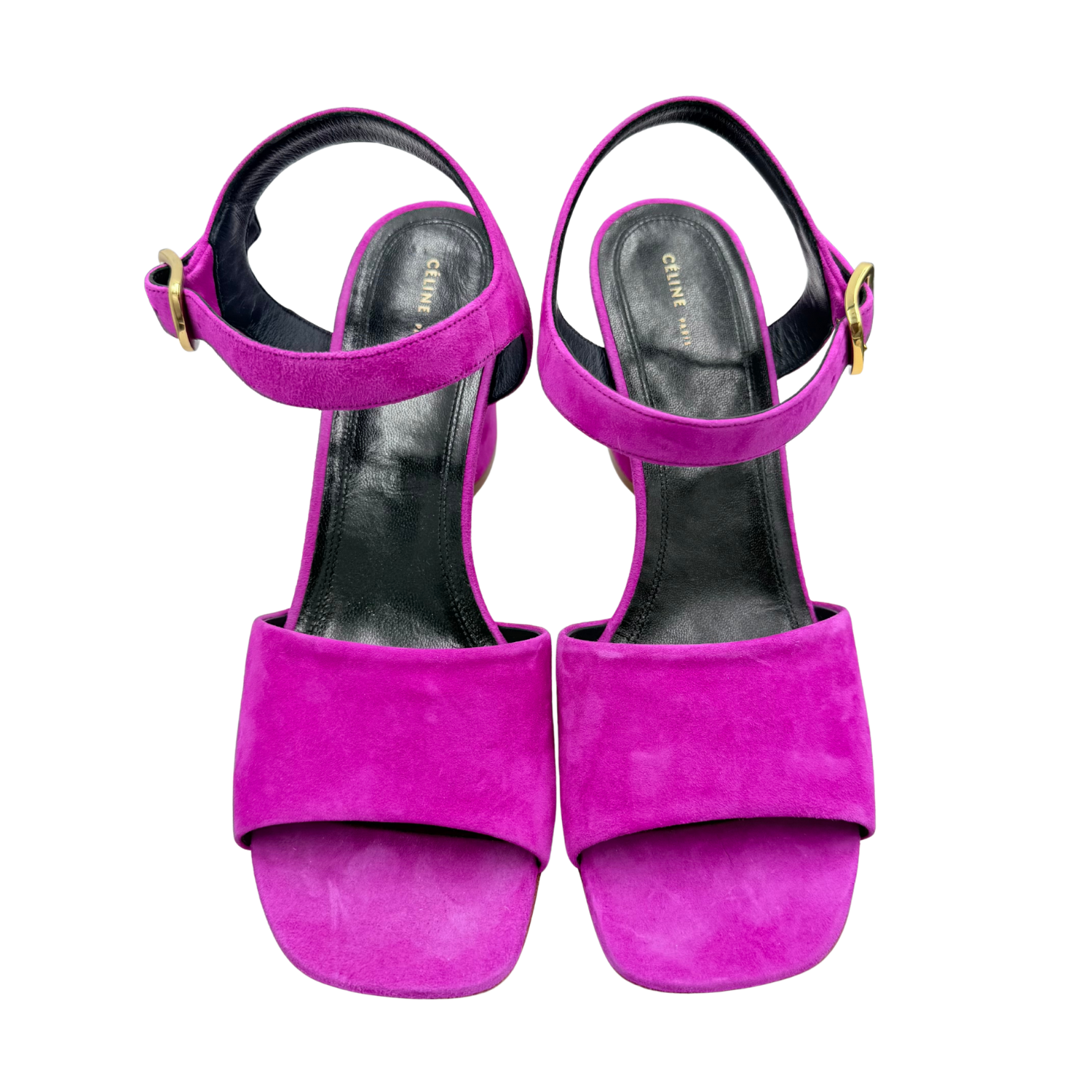 Celine Block Heel Slingback Sandals Fushia