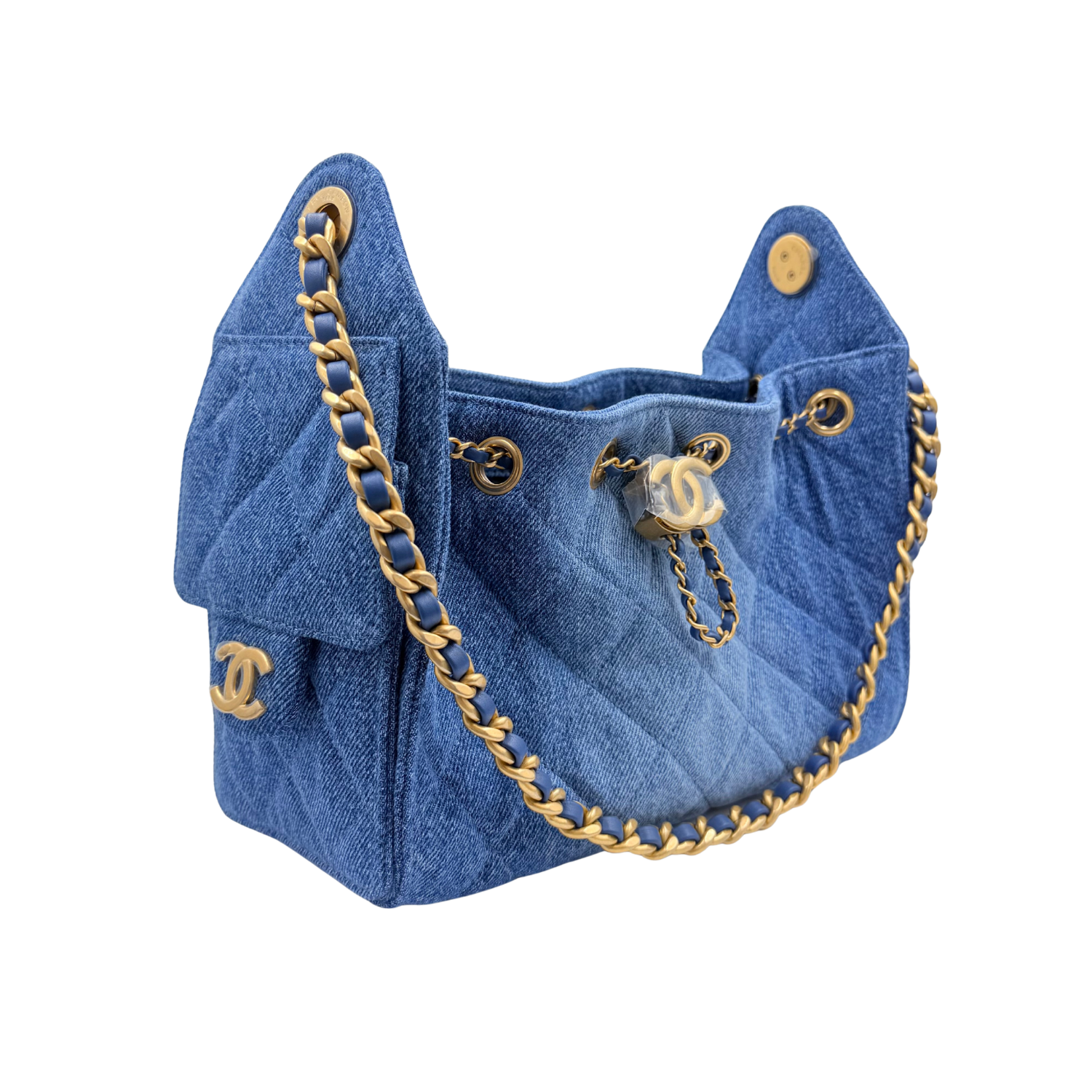Chanel Mini Quilted Washed Denim Chanel 25 Handbag Blue