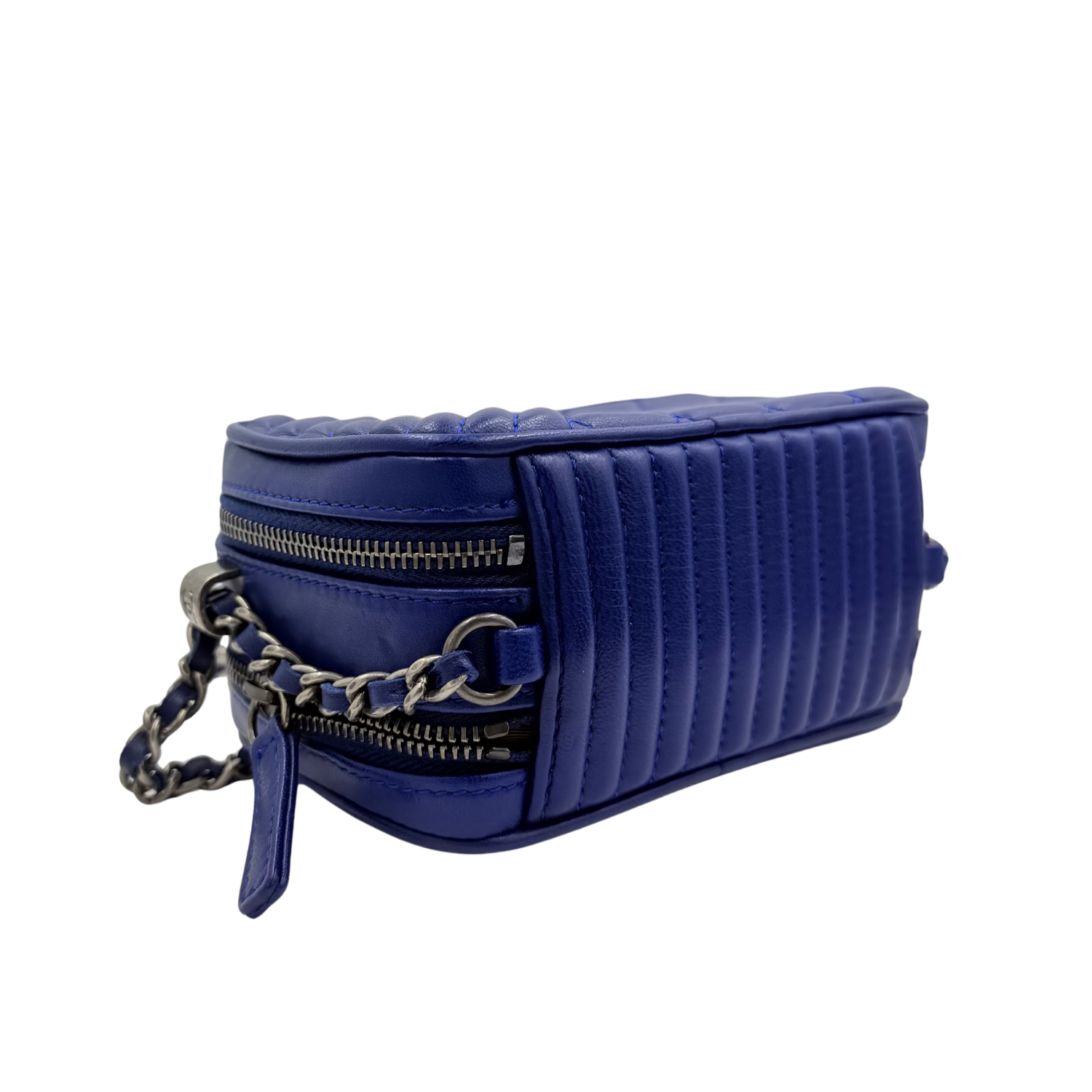 Chanel Quilted Lambskin Mini Coco Boy Camera Bag Blue