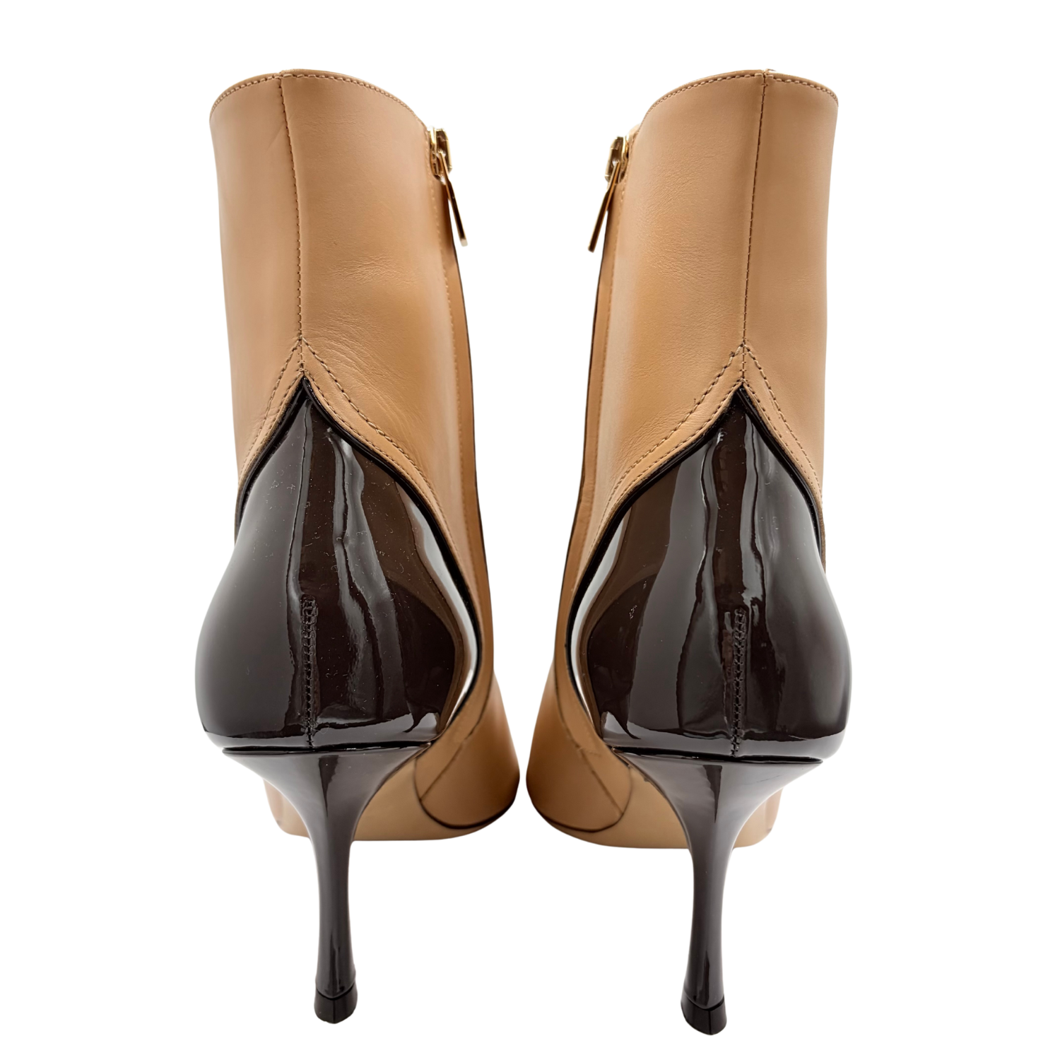 Ferragamo 95mm Leather Ankle Boots Beige