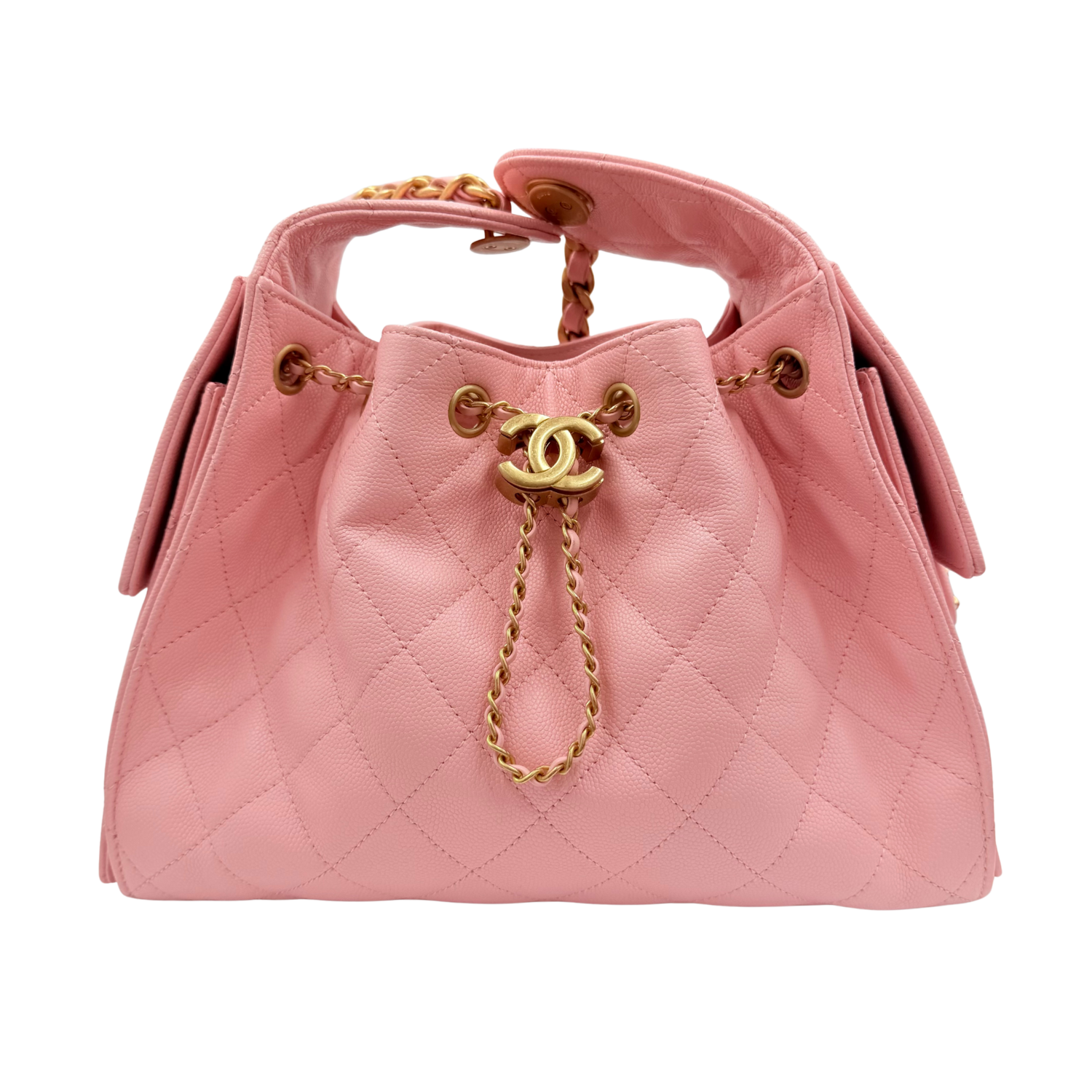 Chanel Small Quilted Caviar Leather Chanel 25 Handbag Bubblegum Pink