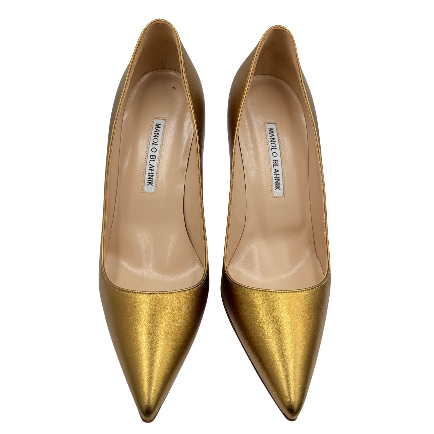 Manolo Blahnik Leather Pumps Gold