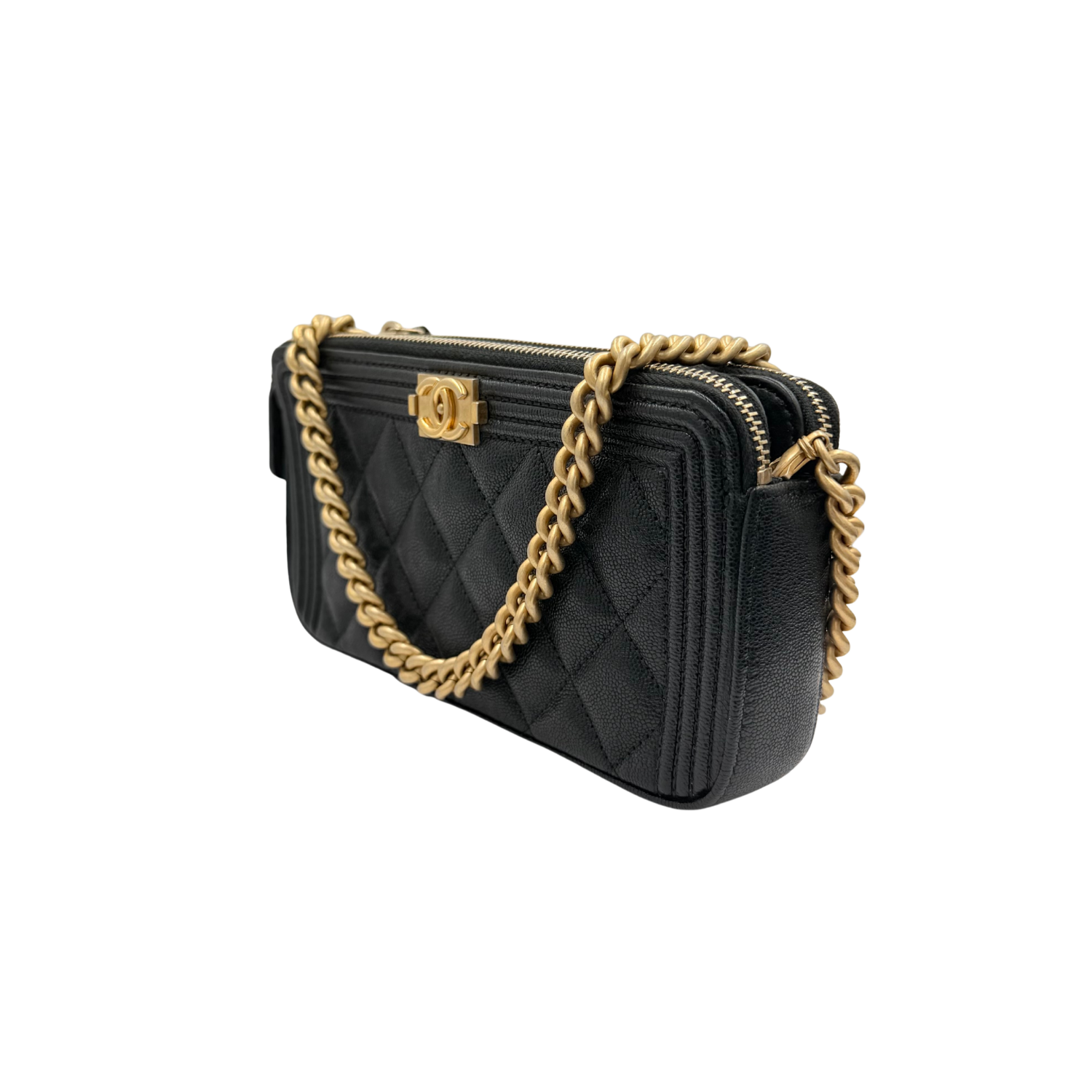 Chanel Small Caviar Quilted Boy Wallet on Chain Black