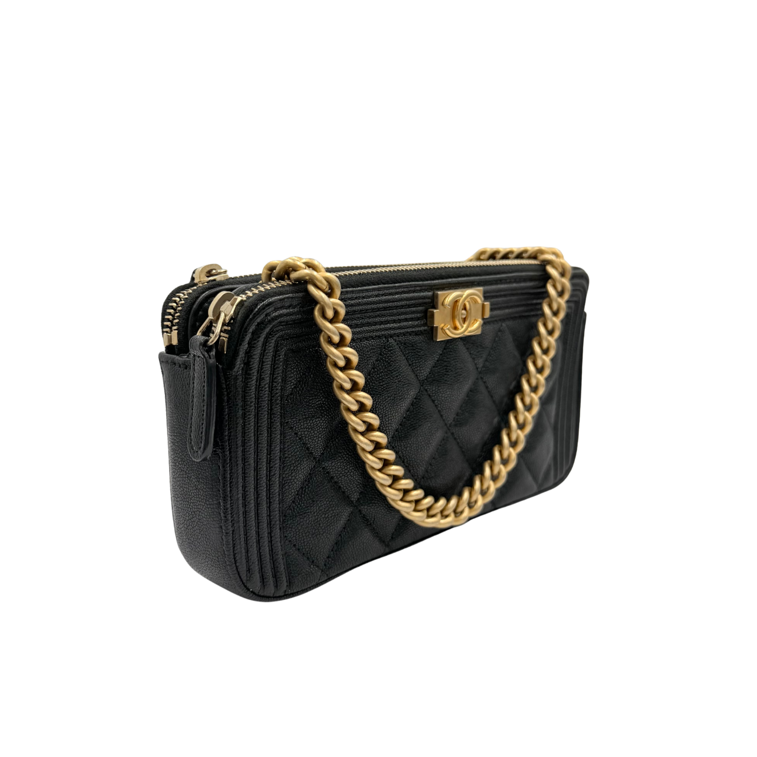 Chanel Small Caviar Quilted Boy Wallet on Chain Black