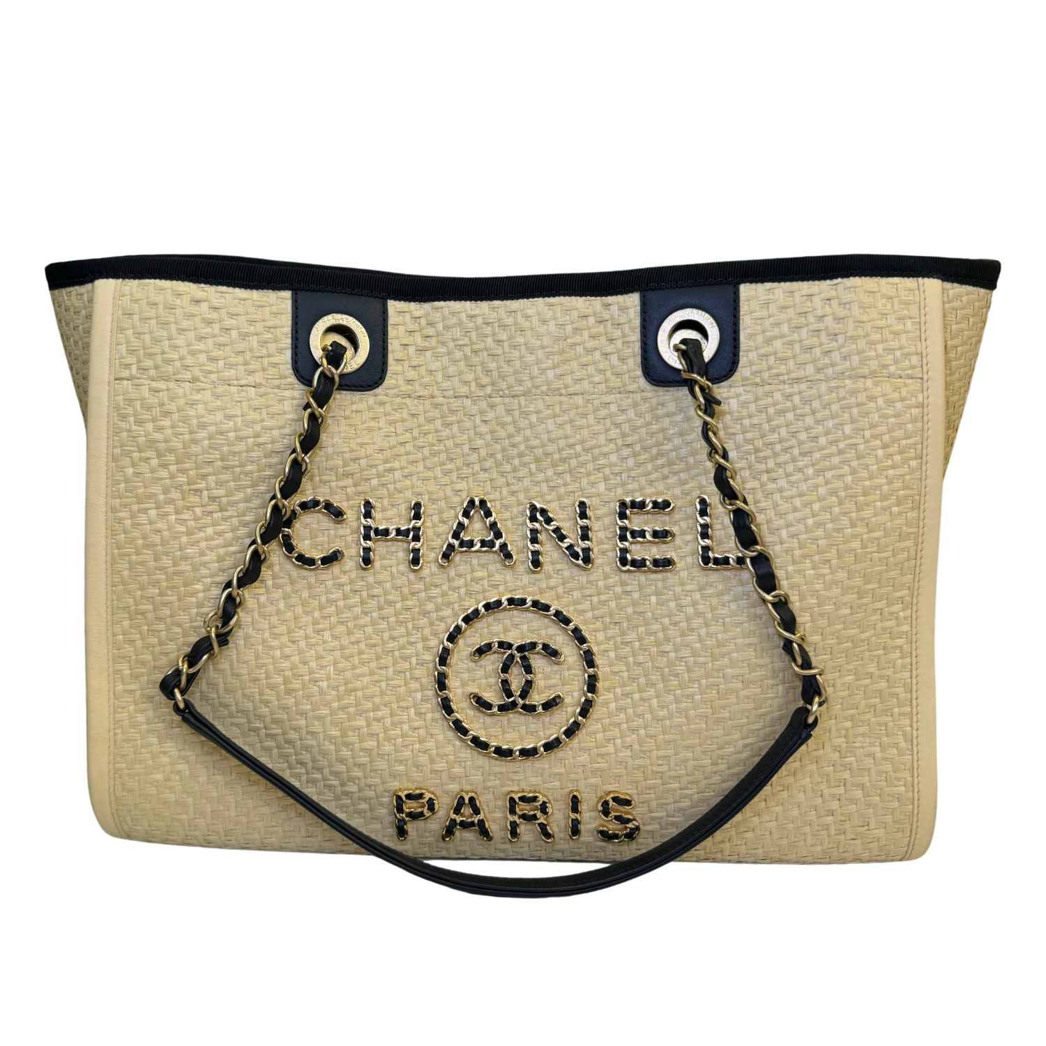 Chanel Raffia Deauville Tote Beige