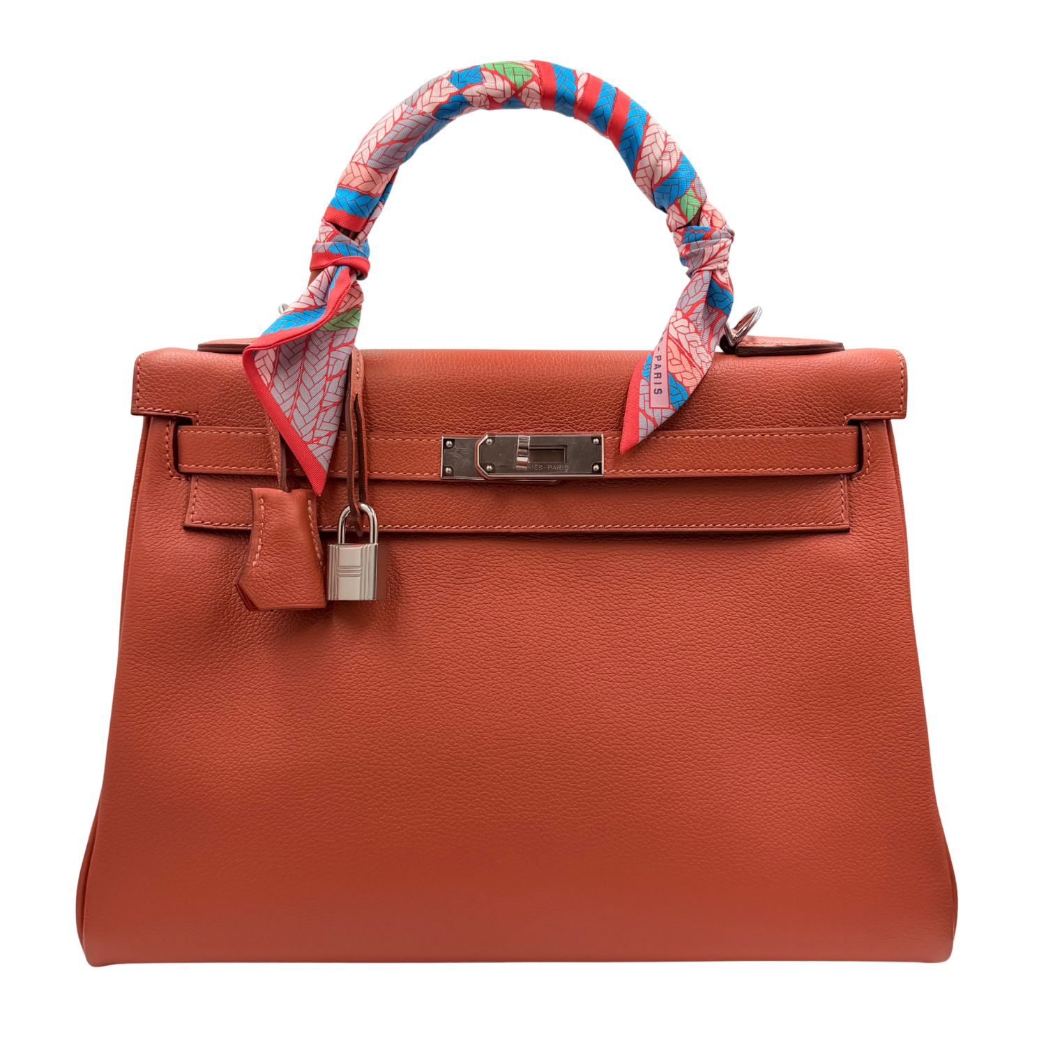 Hermès Kelly 32 Cuivre Evercolor Leather with Palladium Hardware (comes with Hermès Twilly)