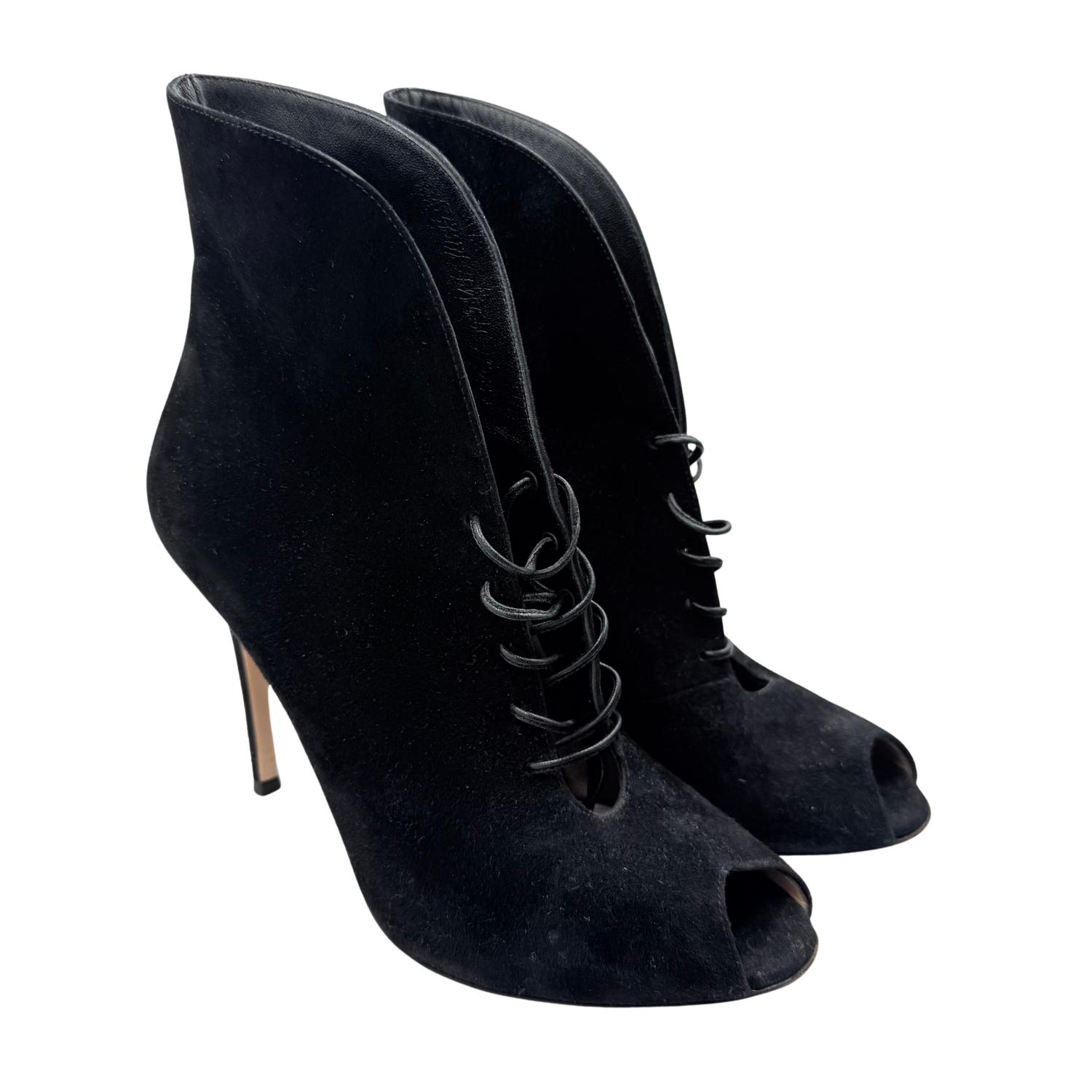 Gianvito Rossi Suede Jane Ankle Booties Black