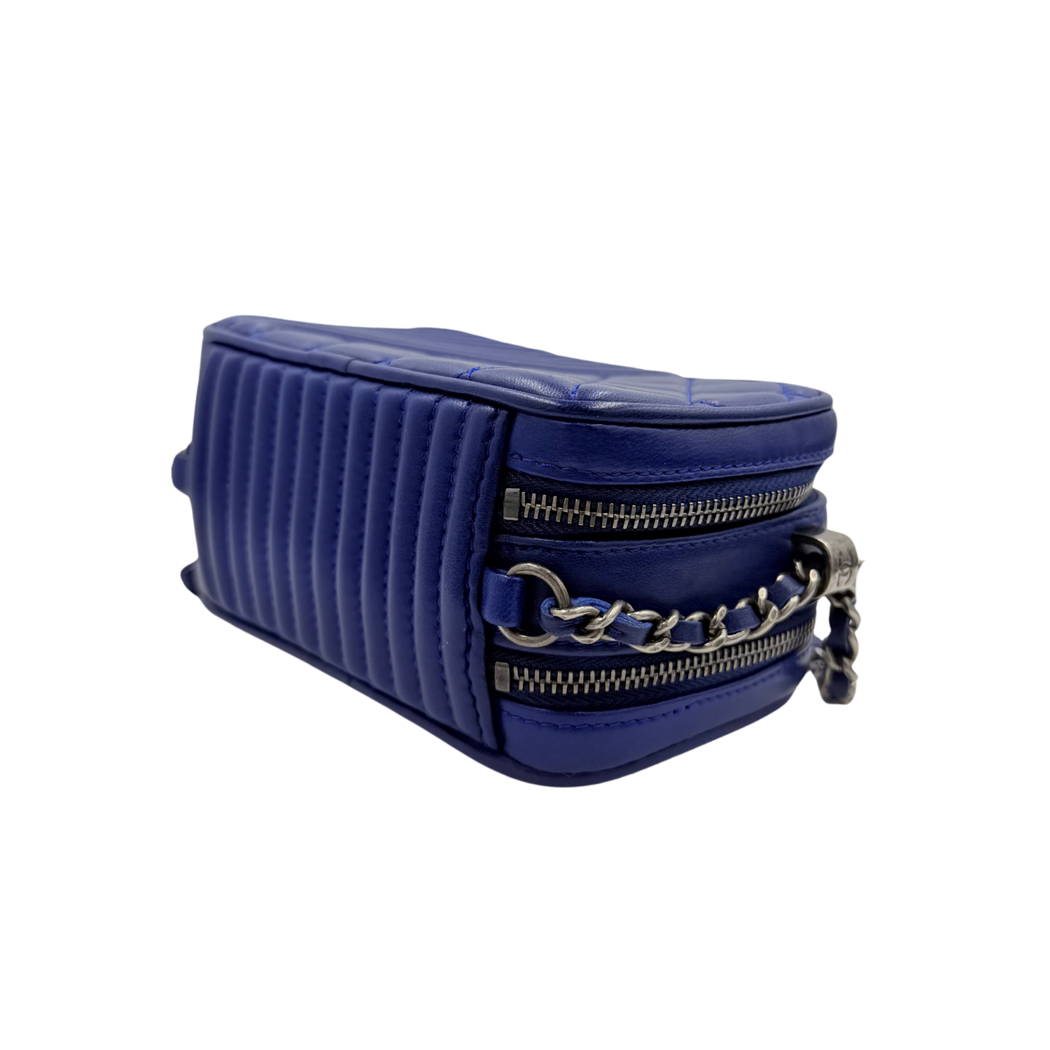 Chanel Quilted Lambskin Mini Coco Boy Camera Bag Blue