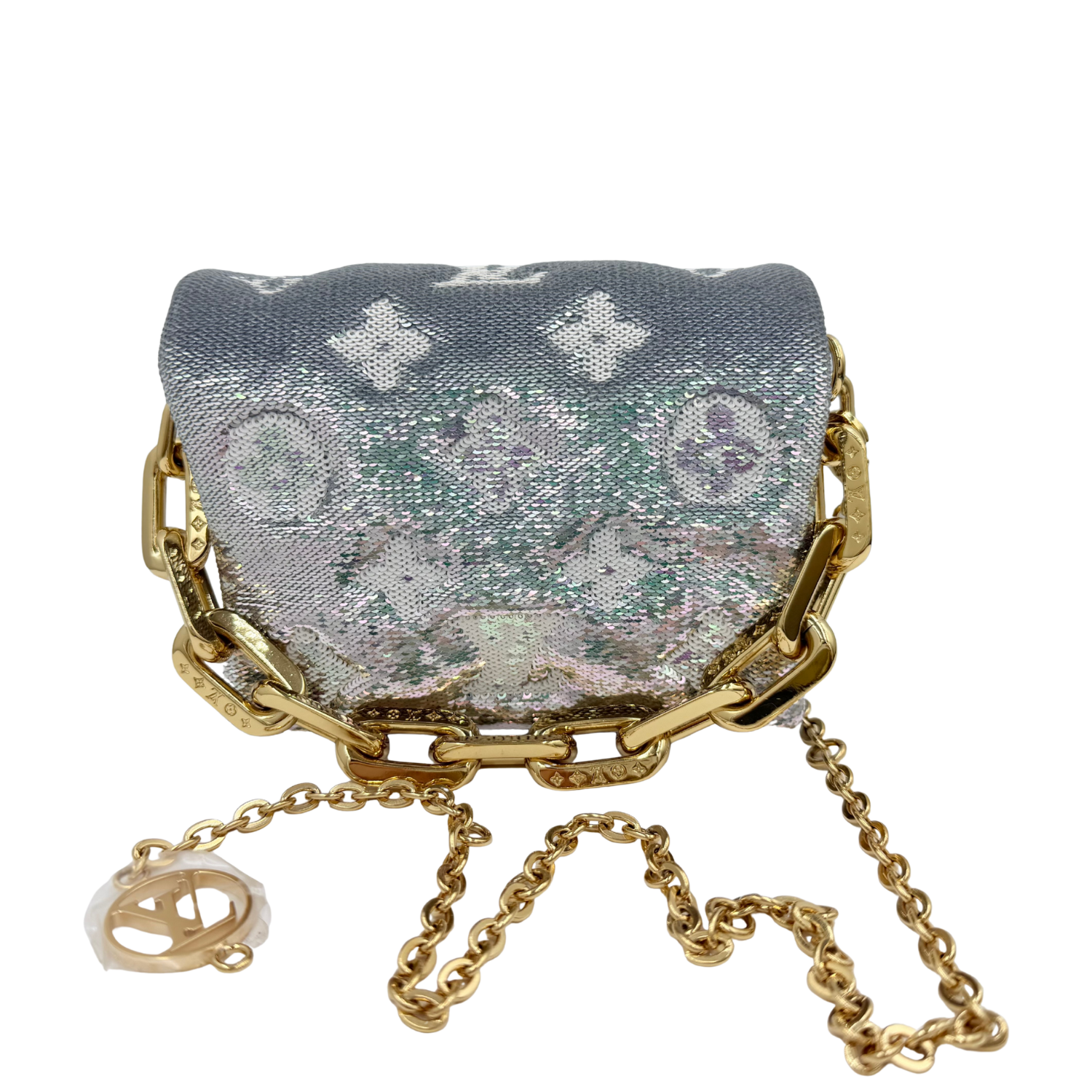 Louis Vuitton Mini Coussin Sequin Belt Bag Metallic Silver