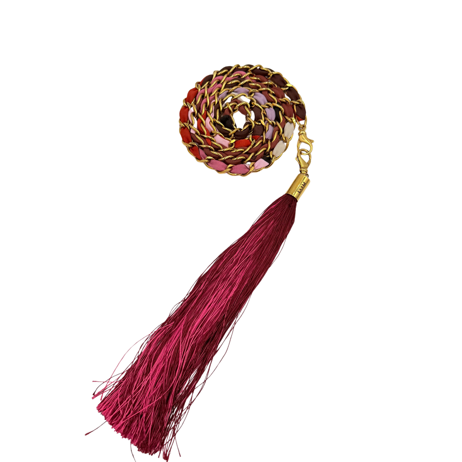 Emilio Pucci Gold Chain Belt with Tassel Burgundy