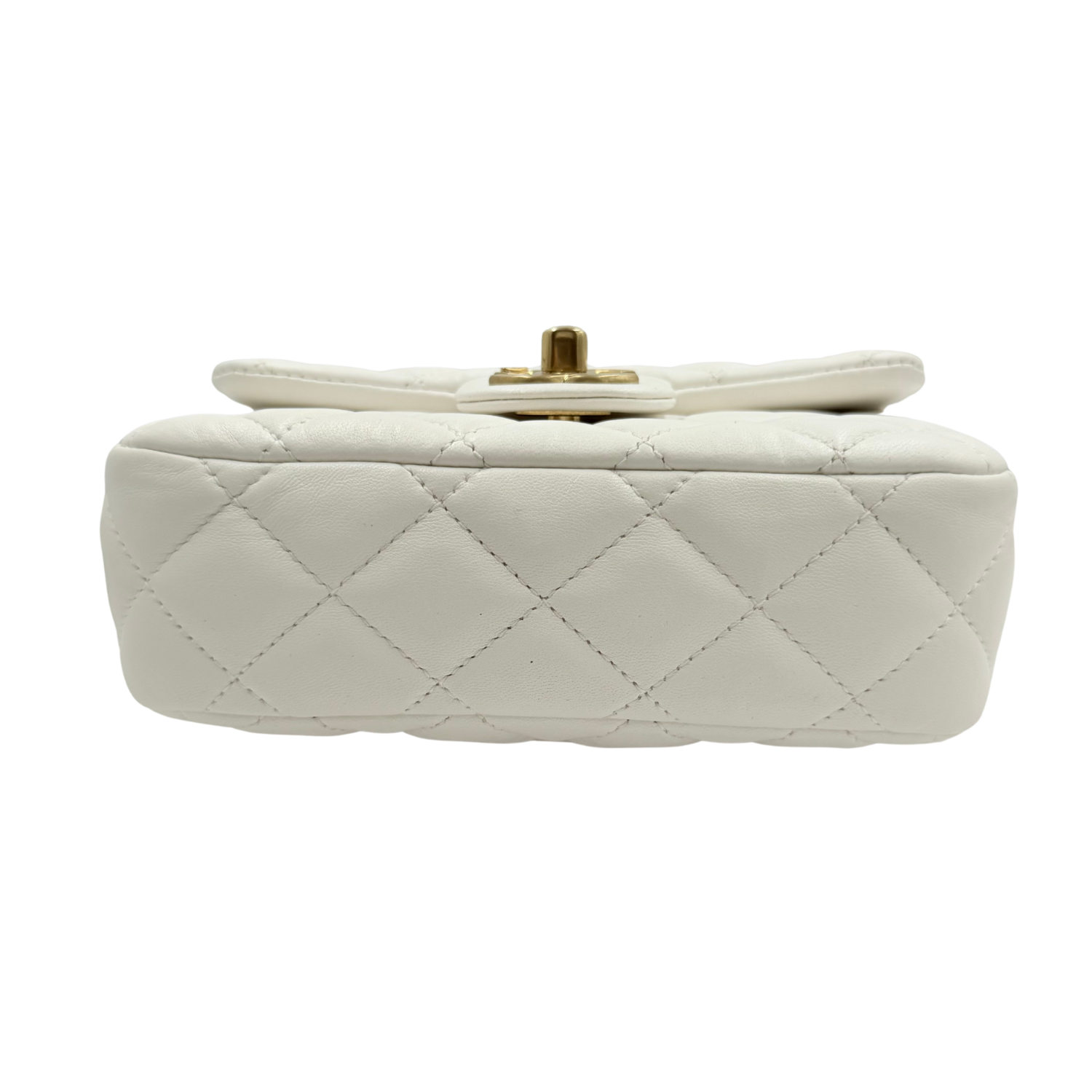 Chanel Quilted Small Coco Hearts Square Flap Bag White