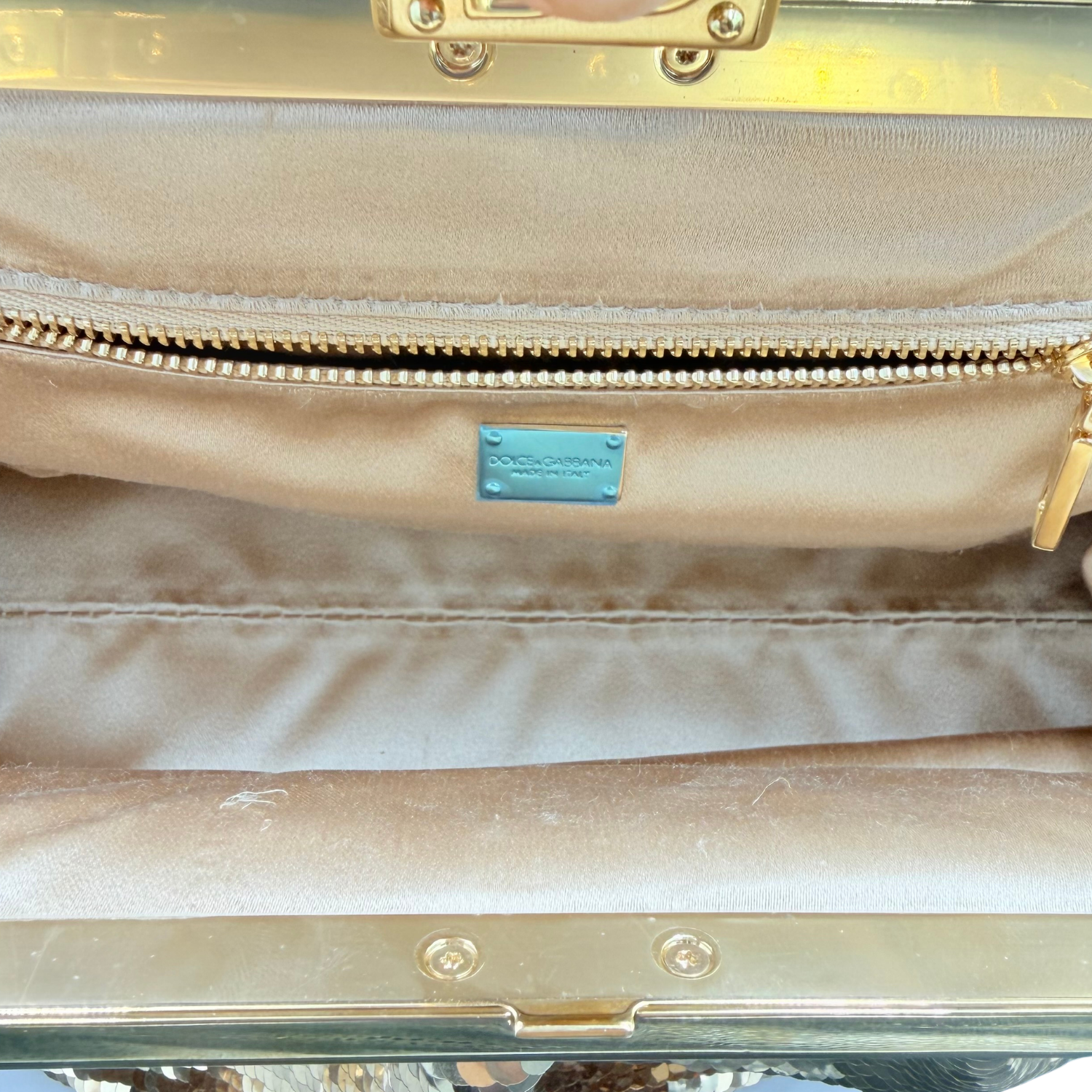 Dolce & Gabbana Small Maria Sequin Embellish Clutch Rose Gold