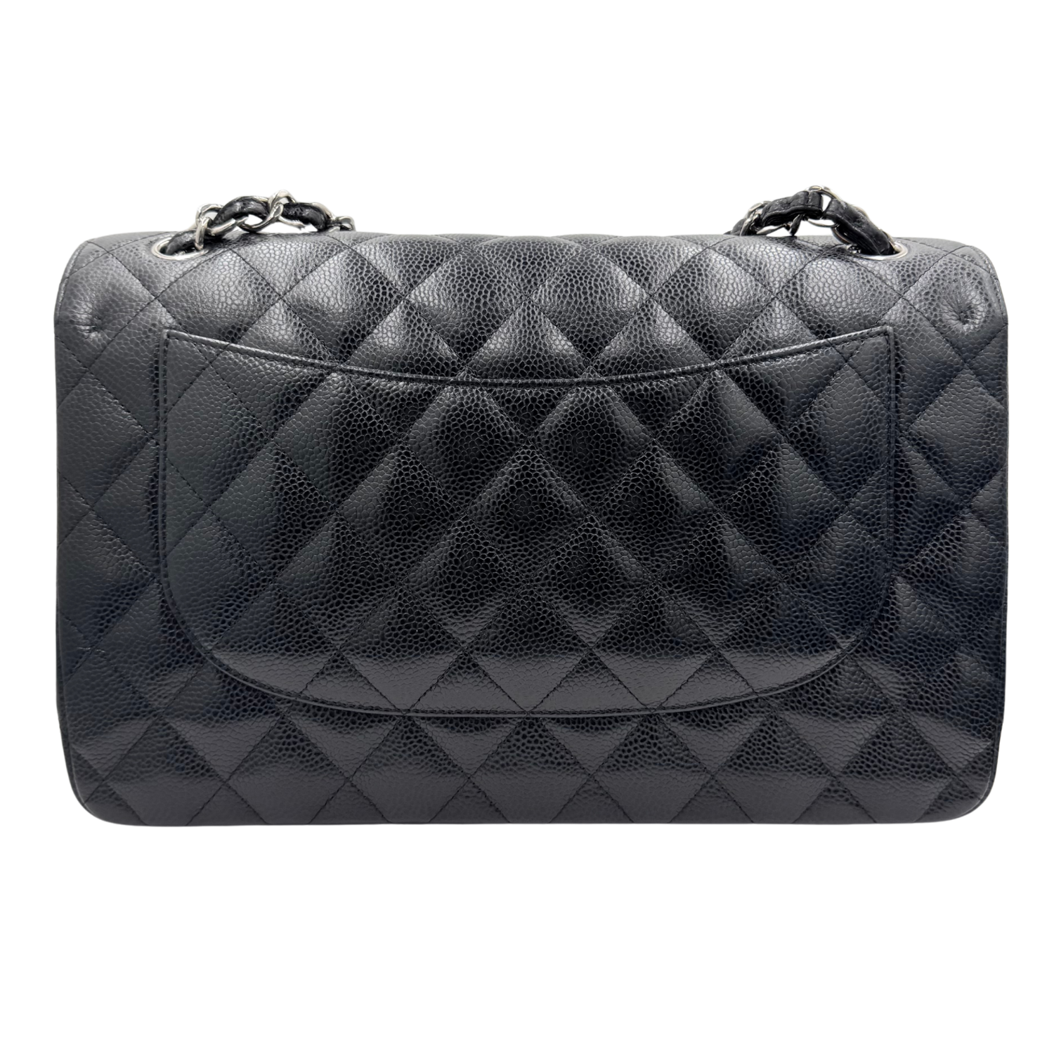Jumbo Quilted Caviar Classic Double Flap Black