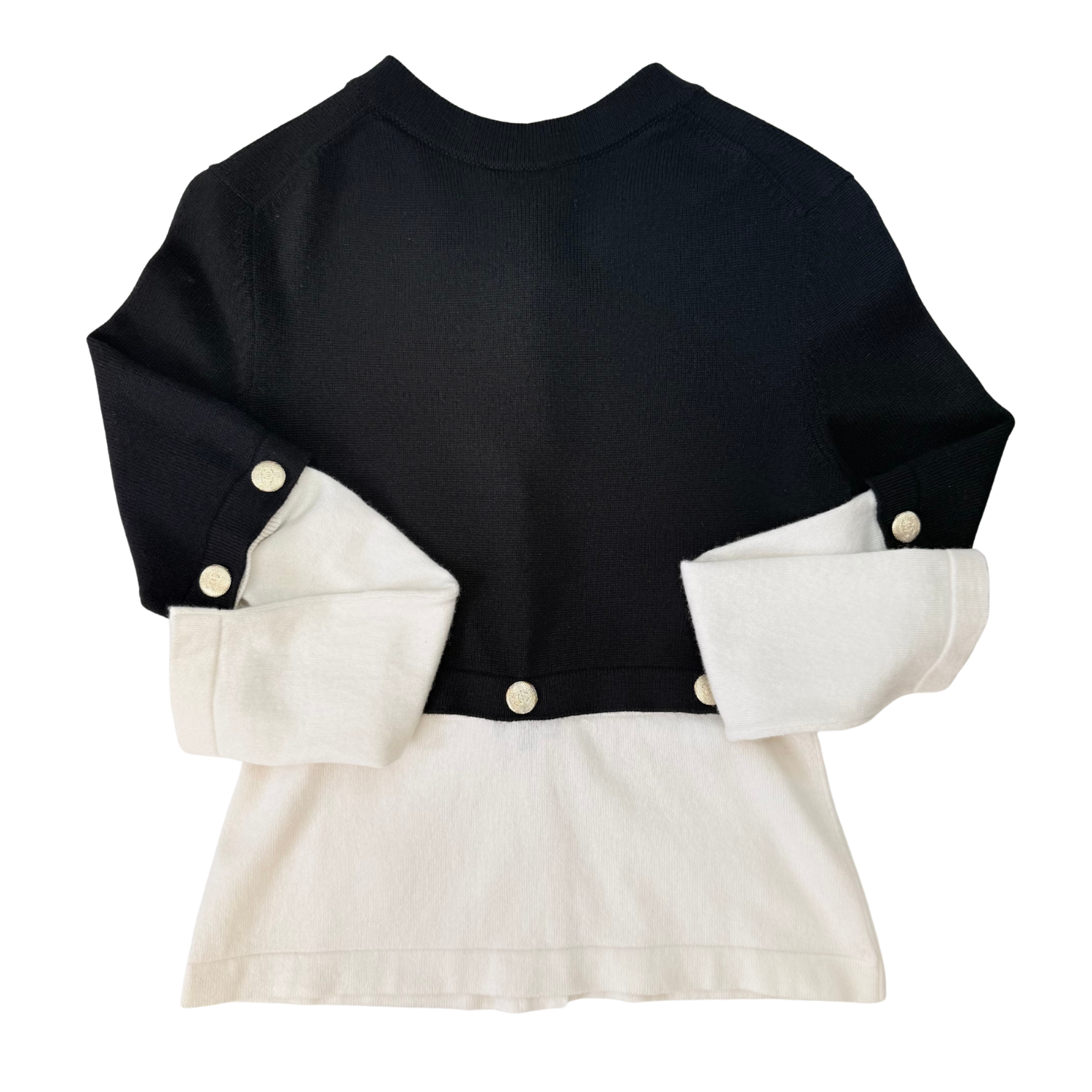 Chanel Long Sleeve Cardigan Black and White