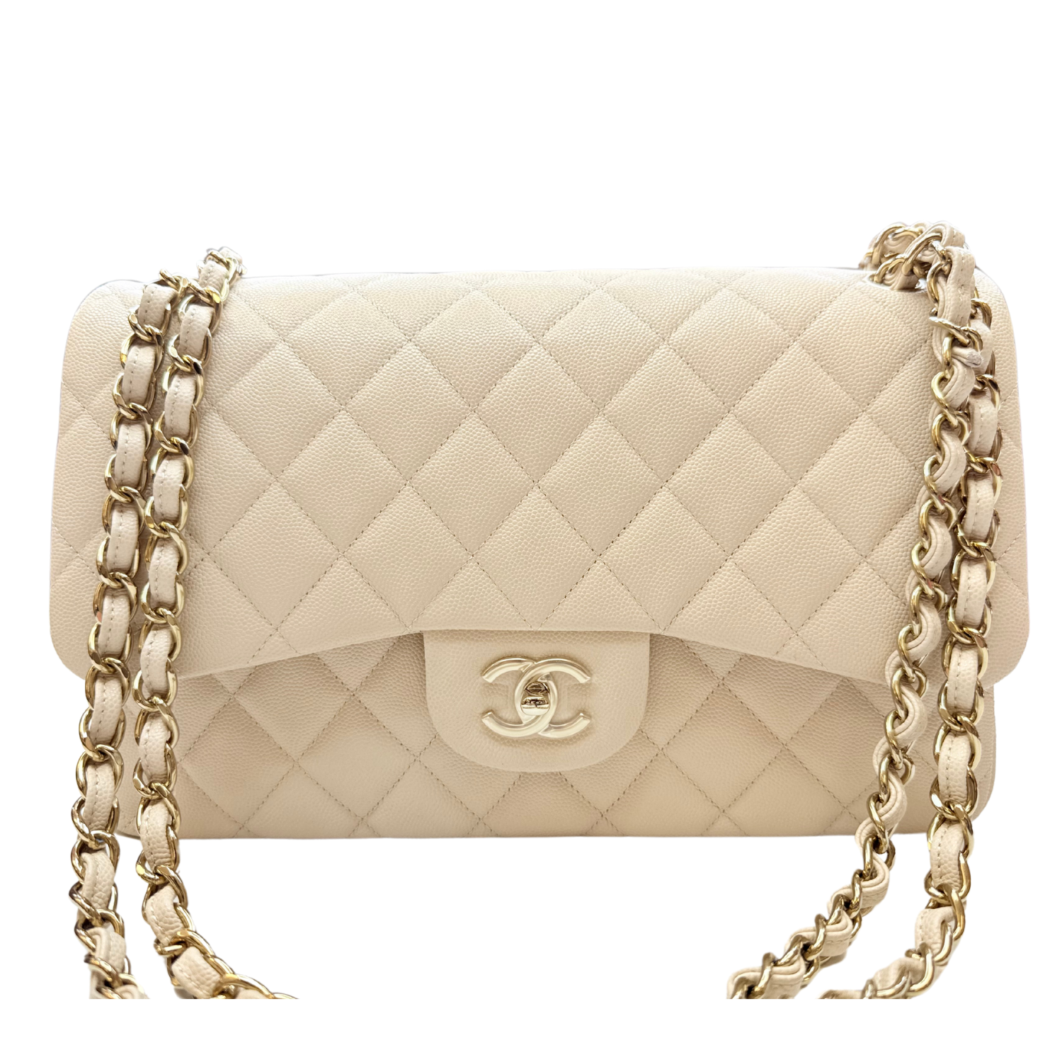 Chanel Caviar Jumbo Double Flap Classic Cream