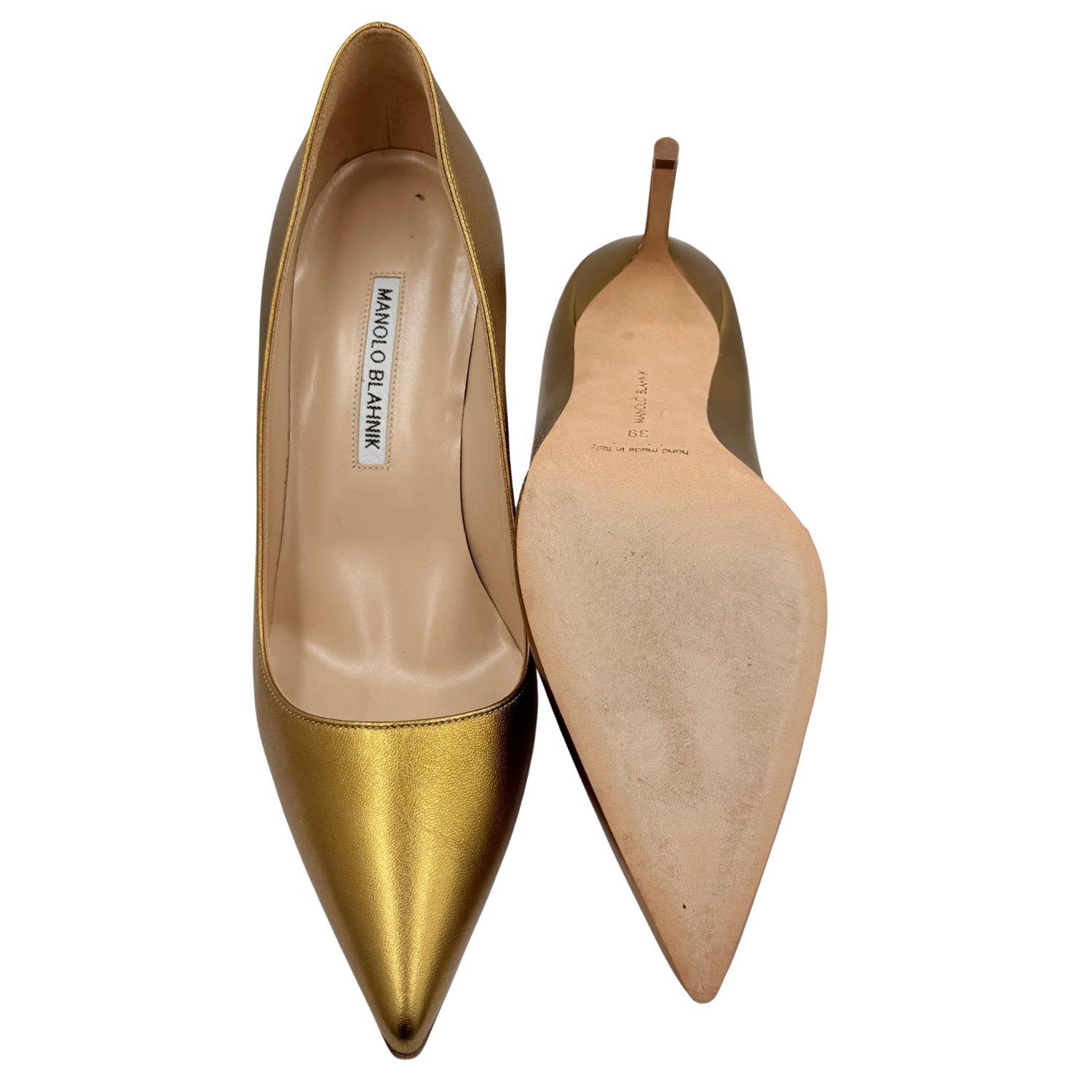 Manolo Blahnik Leather Pumps Gold