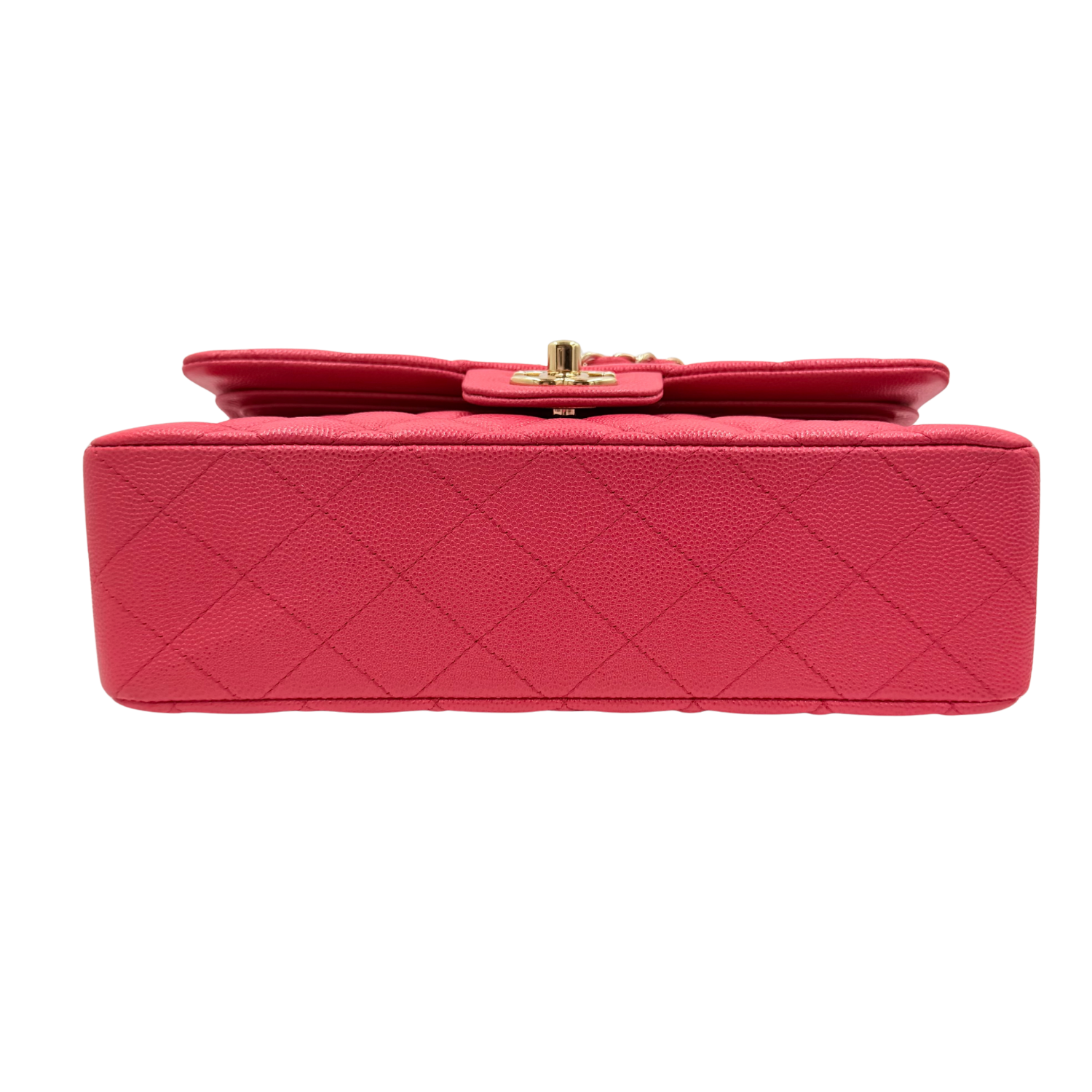 Chanel Small Quilted Caviar Classic Double Flap Bag Raspberry Red