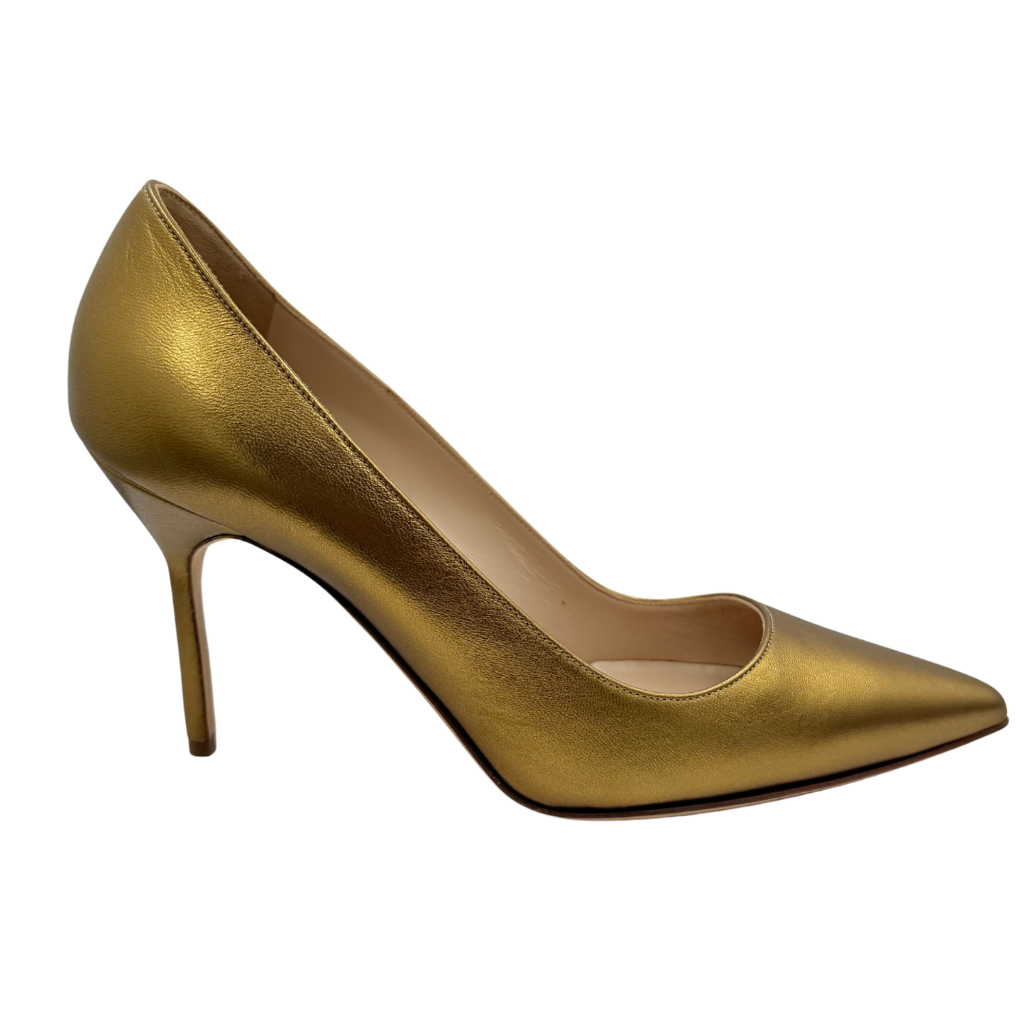 Manolo Blahnik Leather Pumps Gold