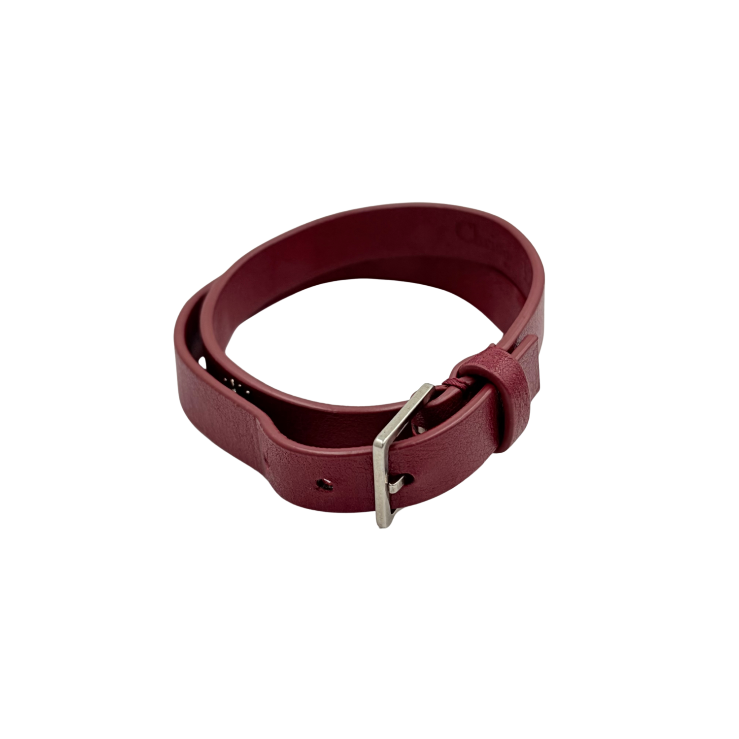 Christian Dior Leather Double Wrap Charm Bracelet Burgundy