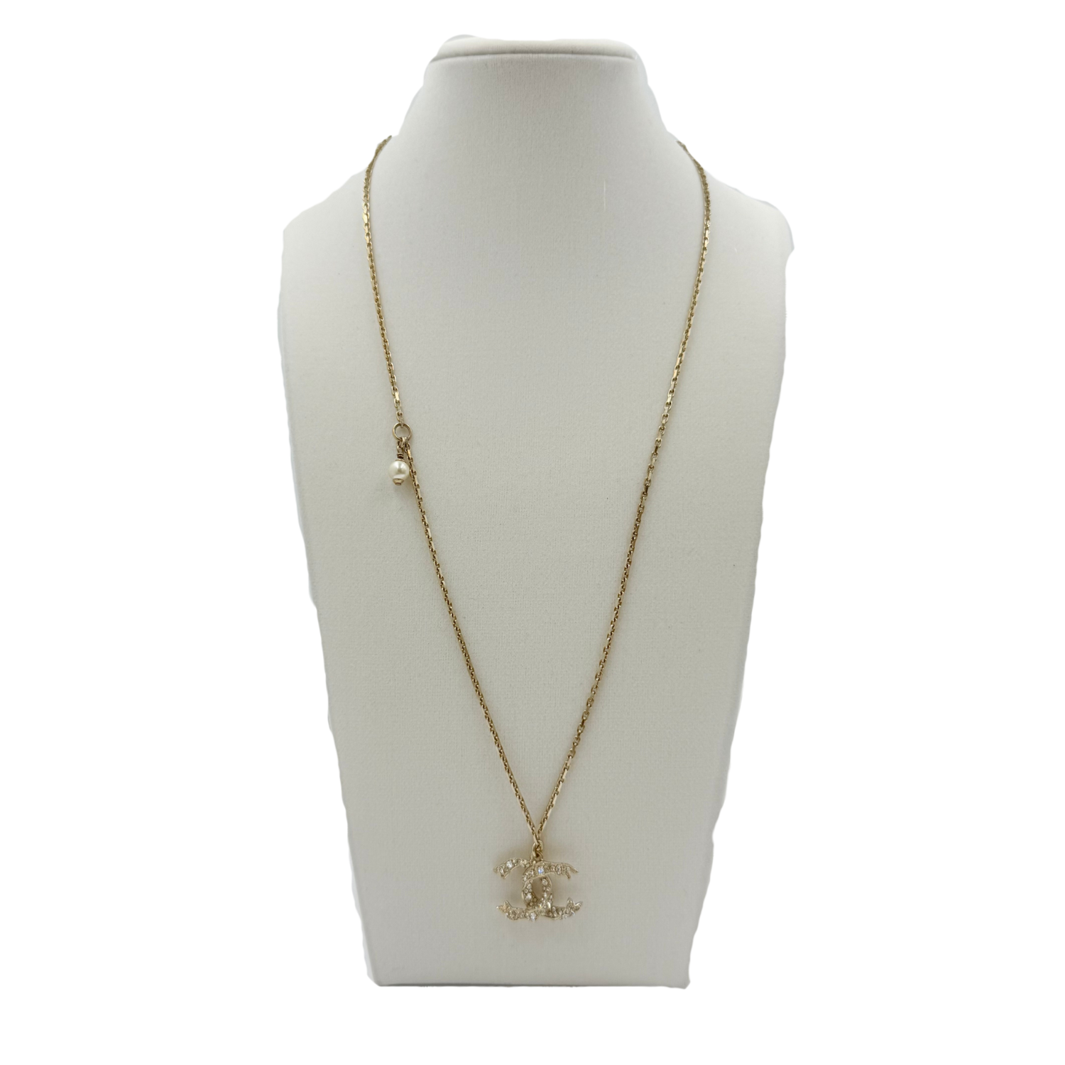 Chanel CC Coco Mark Etched 2 Way Necklace Gold