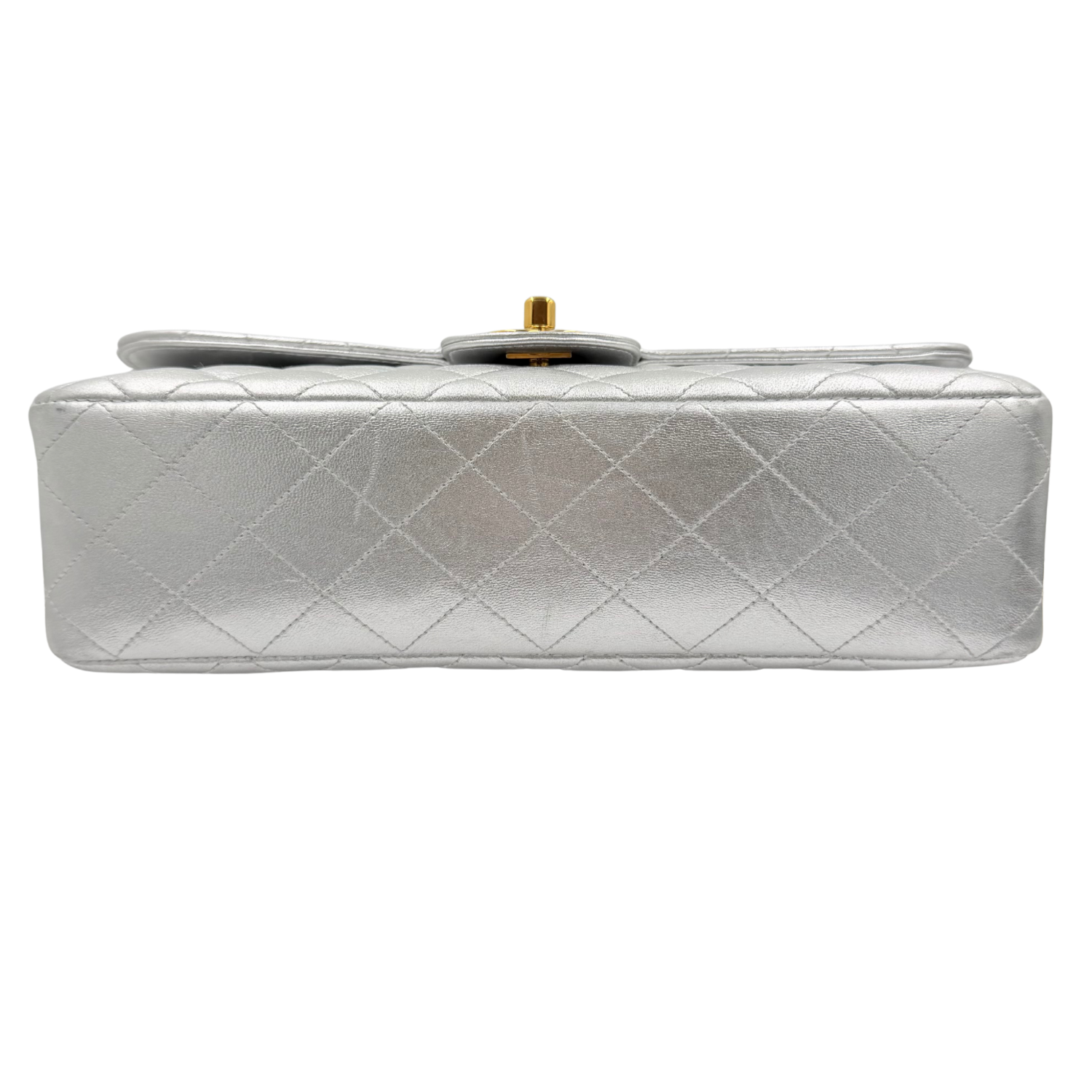 Chanel Vintage Kelly Flap Top Handle Bag Silver