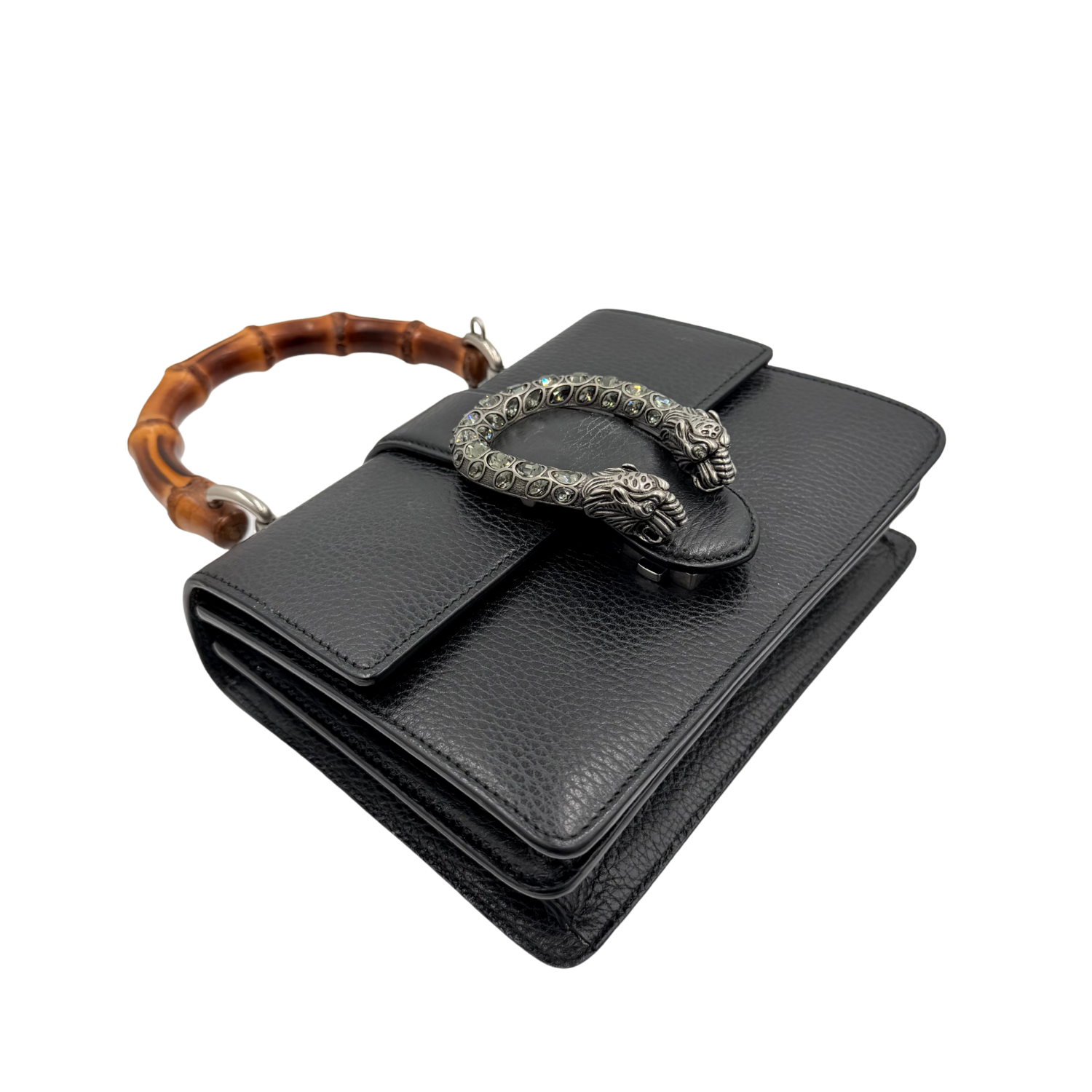 Gucci Small Leather Dionysus Bamboo Top Handle Bag Black