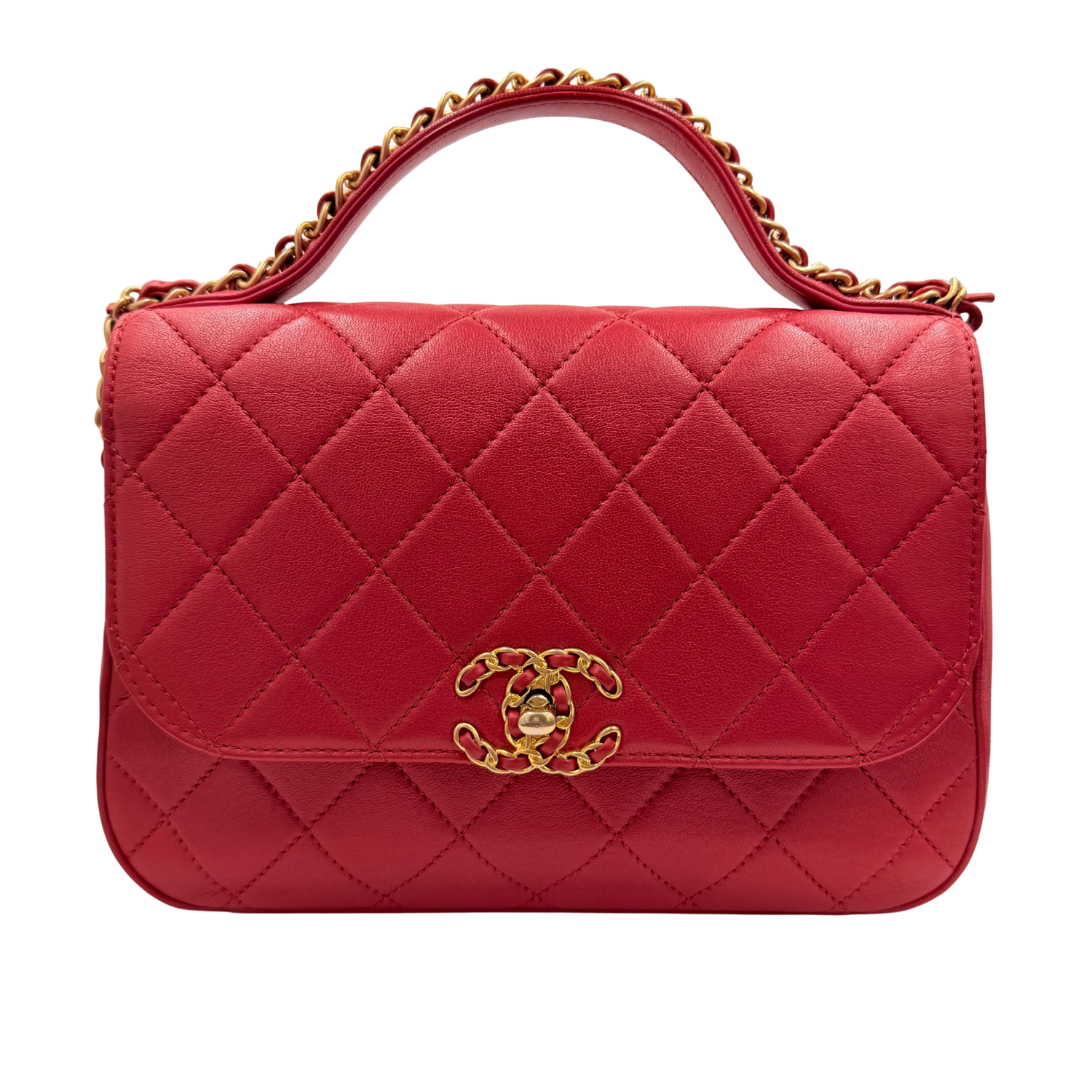 Chanel Quilted Calfskin Chain Affinity Flap Bag Red