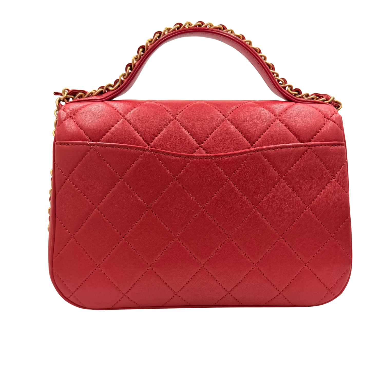 Chanel Quilted Calfskin Chain Affinity Flap Bag Red