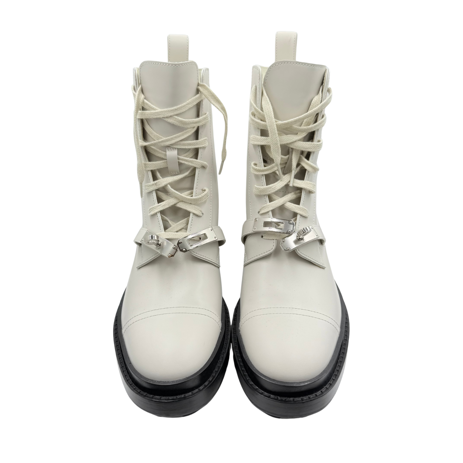 Hermès Funk Ankle Combat Boots Cream