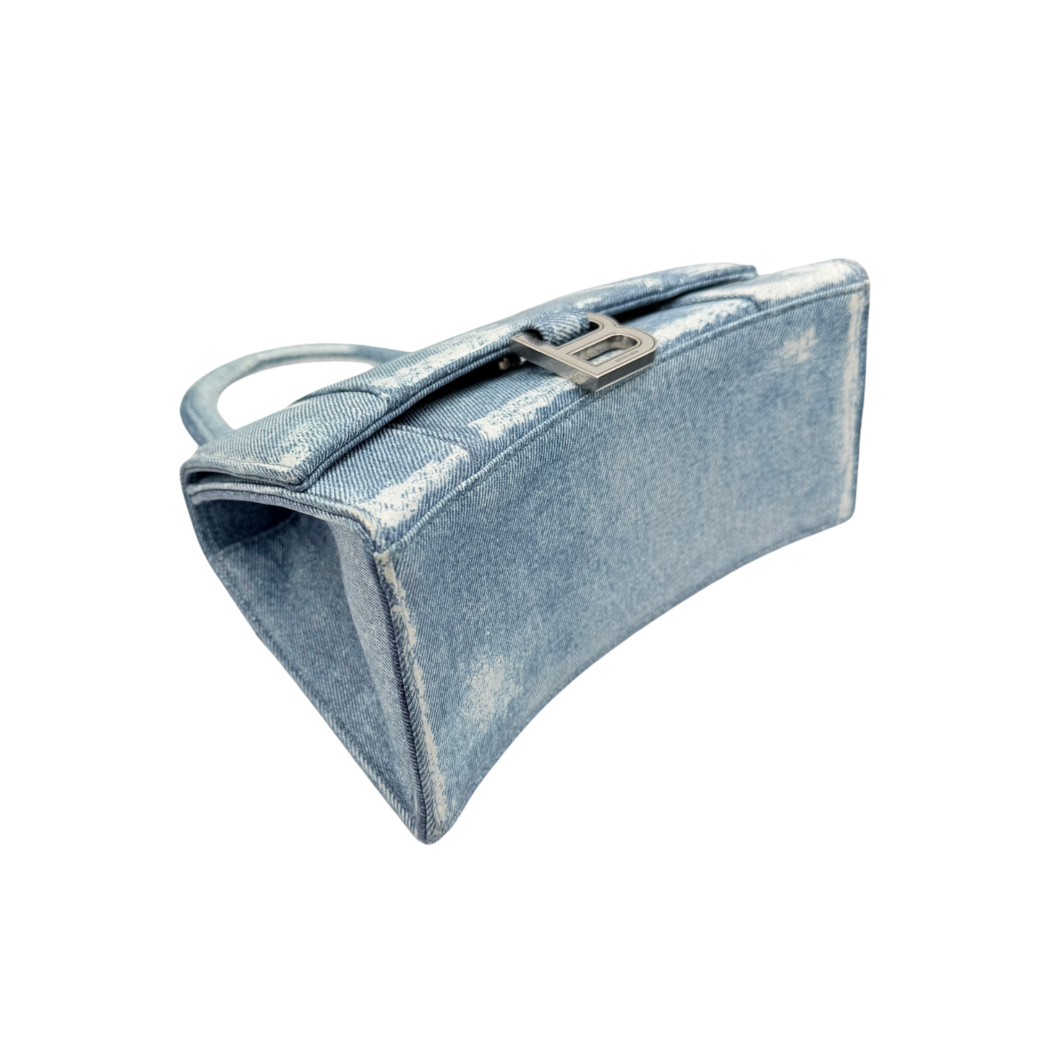 Balenciaga Small Hourglass Handle Bag with Crossbody Strap Denim