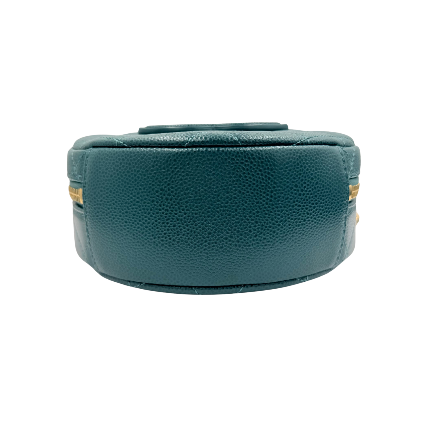 Chanel Round Vanity Case Crossbody Bag with Top Handle Turquoise