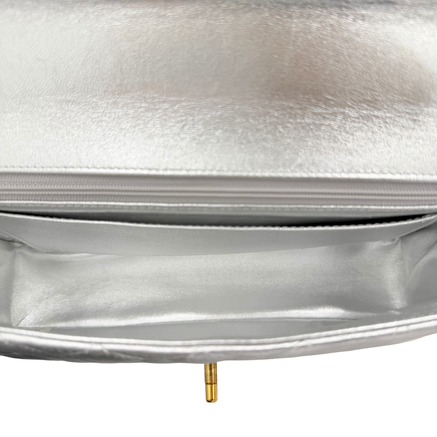 Chanel Vintage Kelly Flap Top Handle Bag Silver