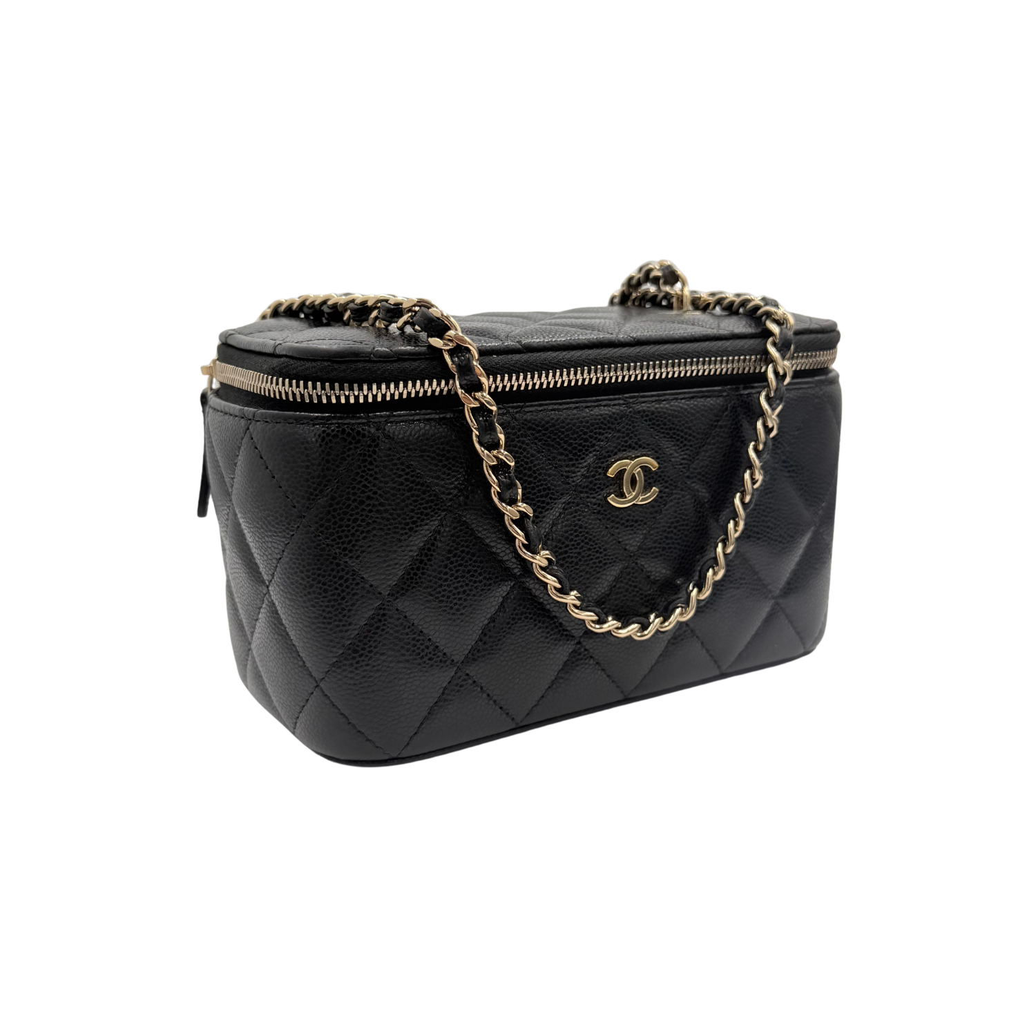 Chanel Medium Quilted Caviar Leather Vanity Case Black