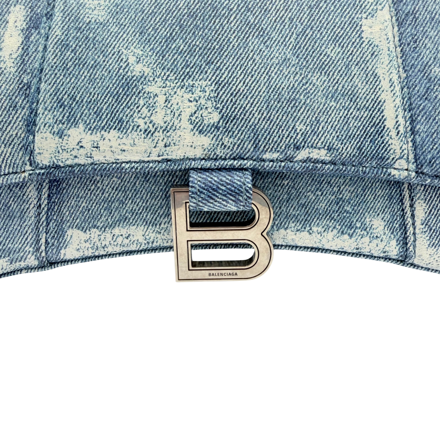 Balenciaga Small Hourglass Handle Bag with Crossbody Strap Denim