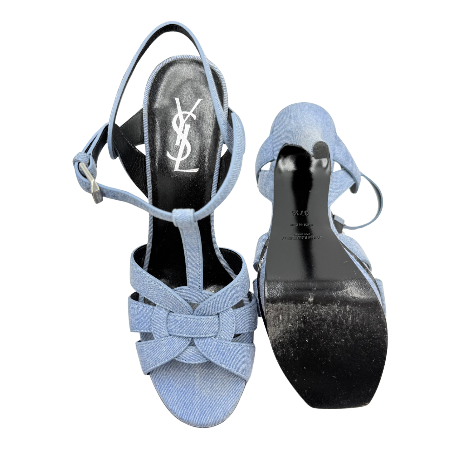 Yves Saint Laurent Tribute 75 Platform Sandals Denim