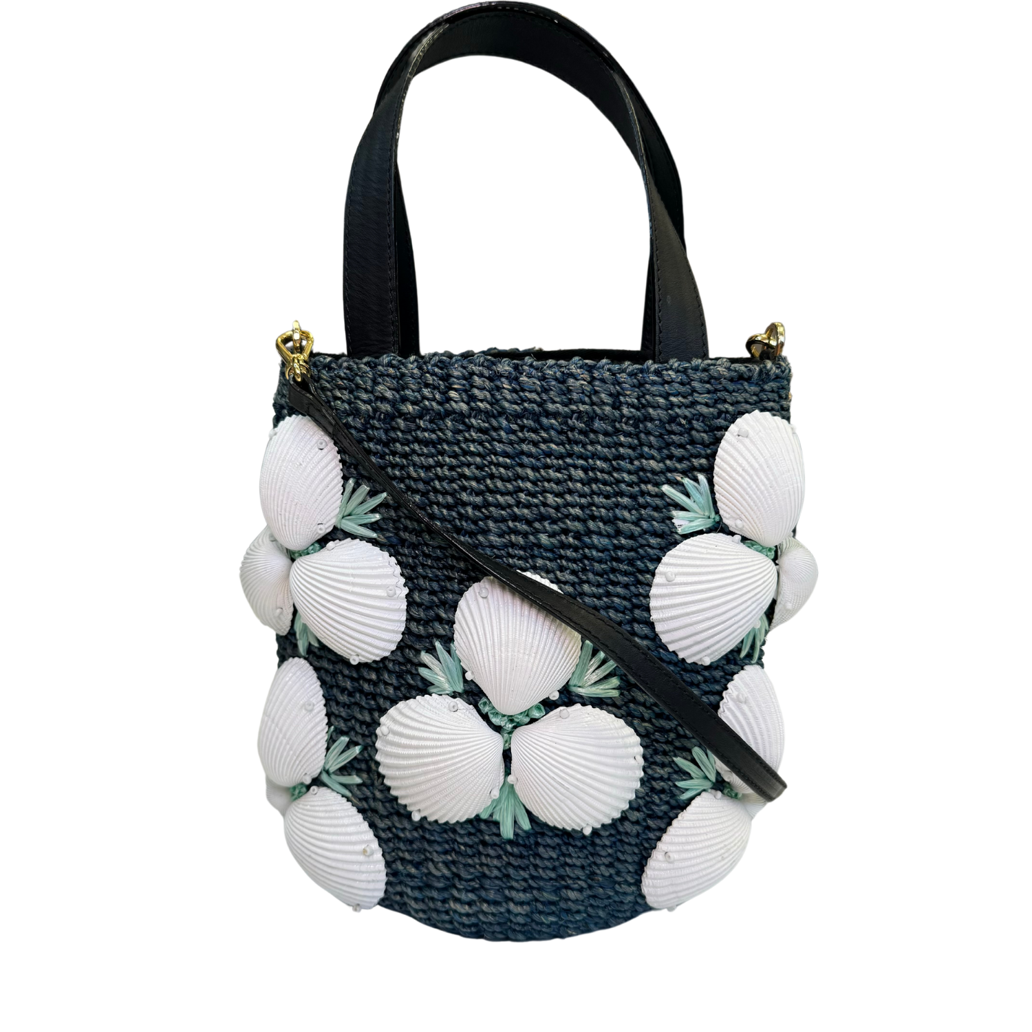 Rafe Seashell Raffia Handle Bag