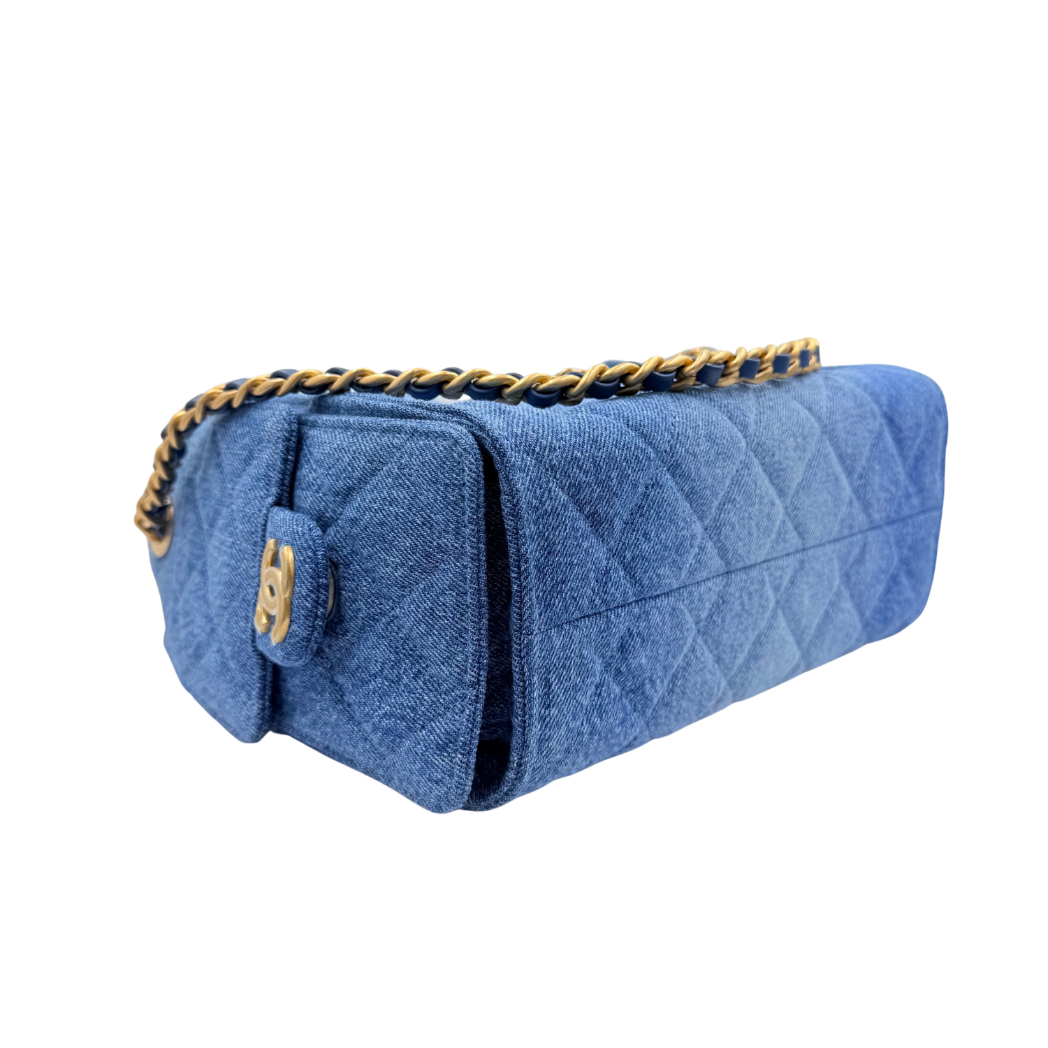 Chanel Mini Quilted Washed Denim Chanel 25 Handbag Blue