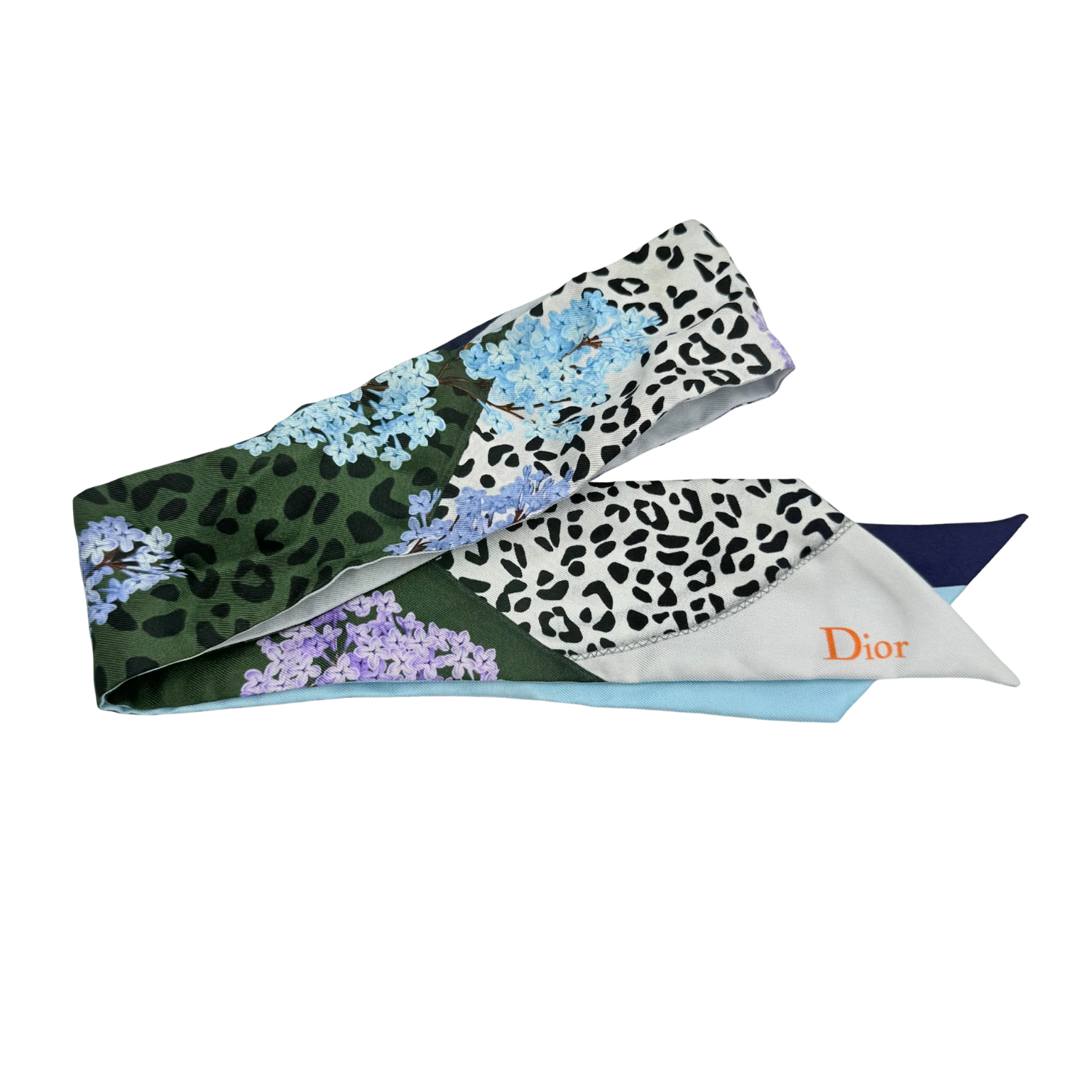 Christian Dior Floral Print ABCDior L Leopard Mitzah Bandeau Scarf Multicolor