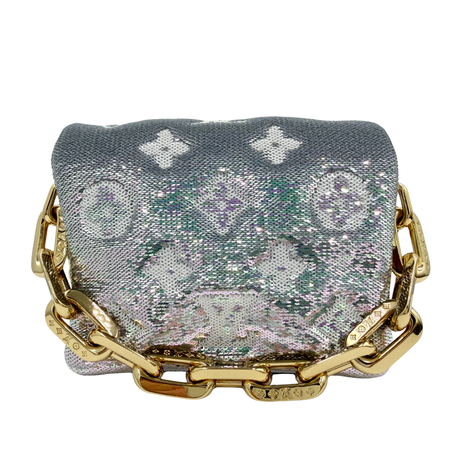 Louis Vuitton Mini Coussin Sequin Belt Bag Metallic Silver