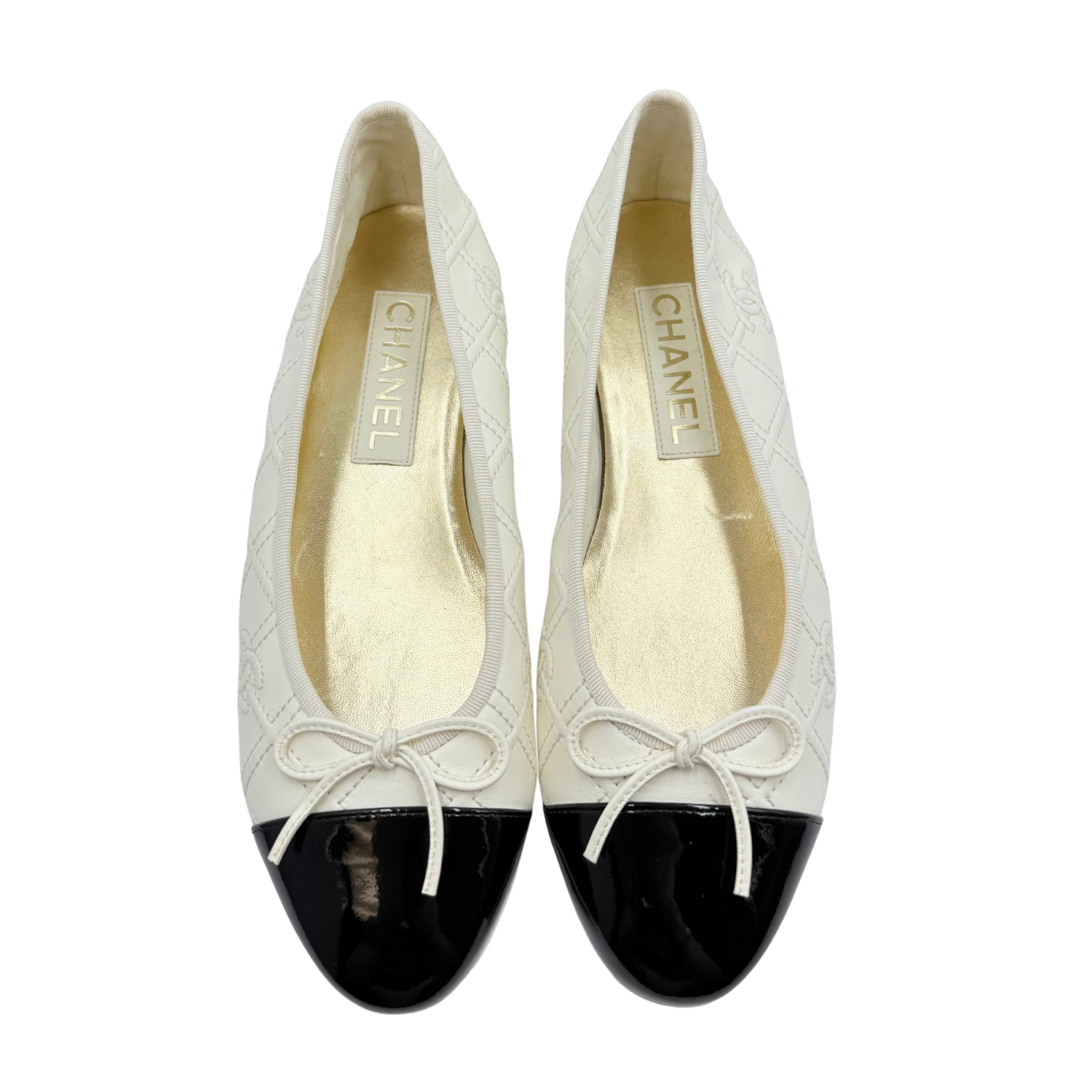 Chanel CC Ballet Flats White & Black