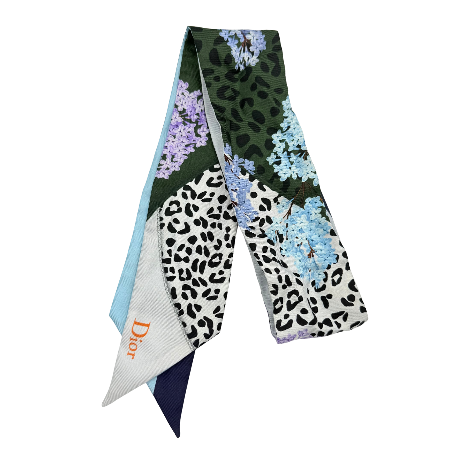 Christian Dior Floral Print ABCDior L Leopard Mitzah Bandeau Scarf Multicolor