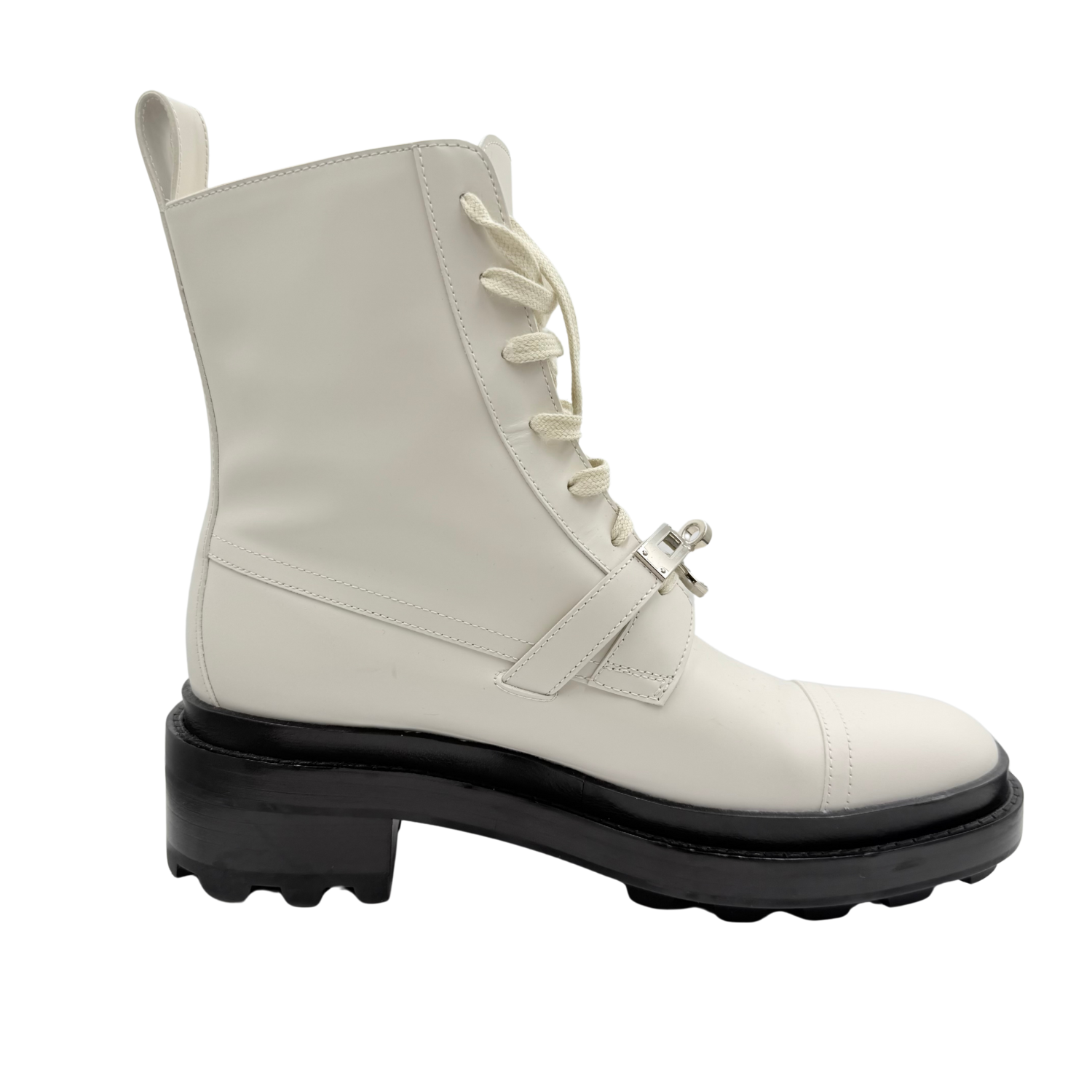 Hermès Funk Ankle Combat Boots Cream