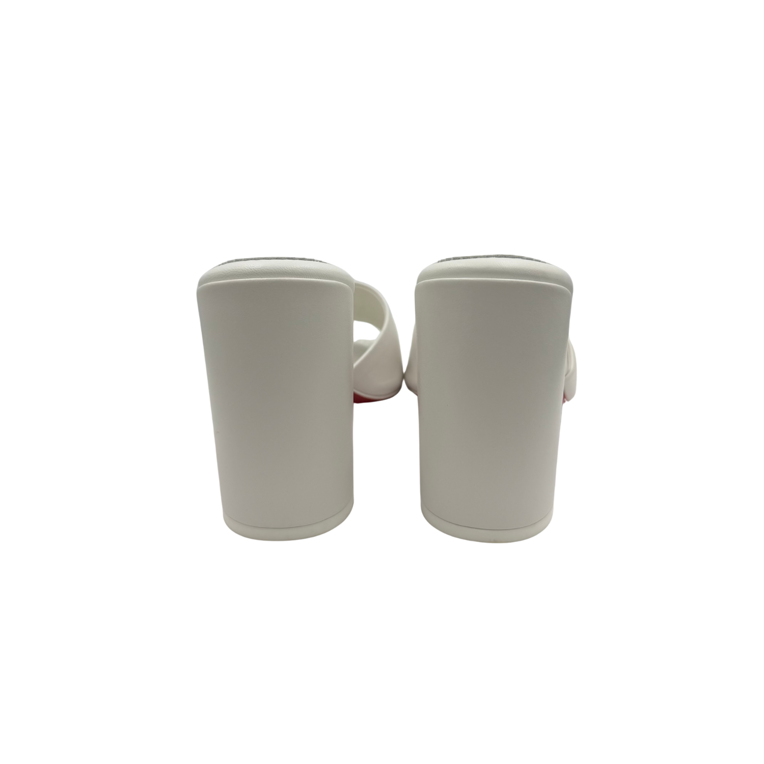 Christian Louboutin Open Toe & Back Leather Jane Heel White