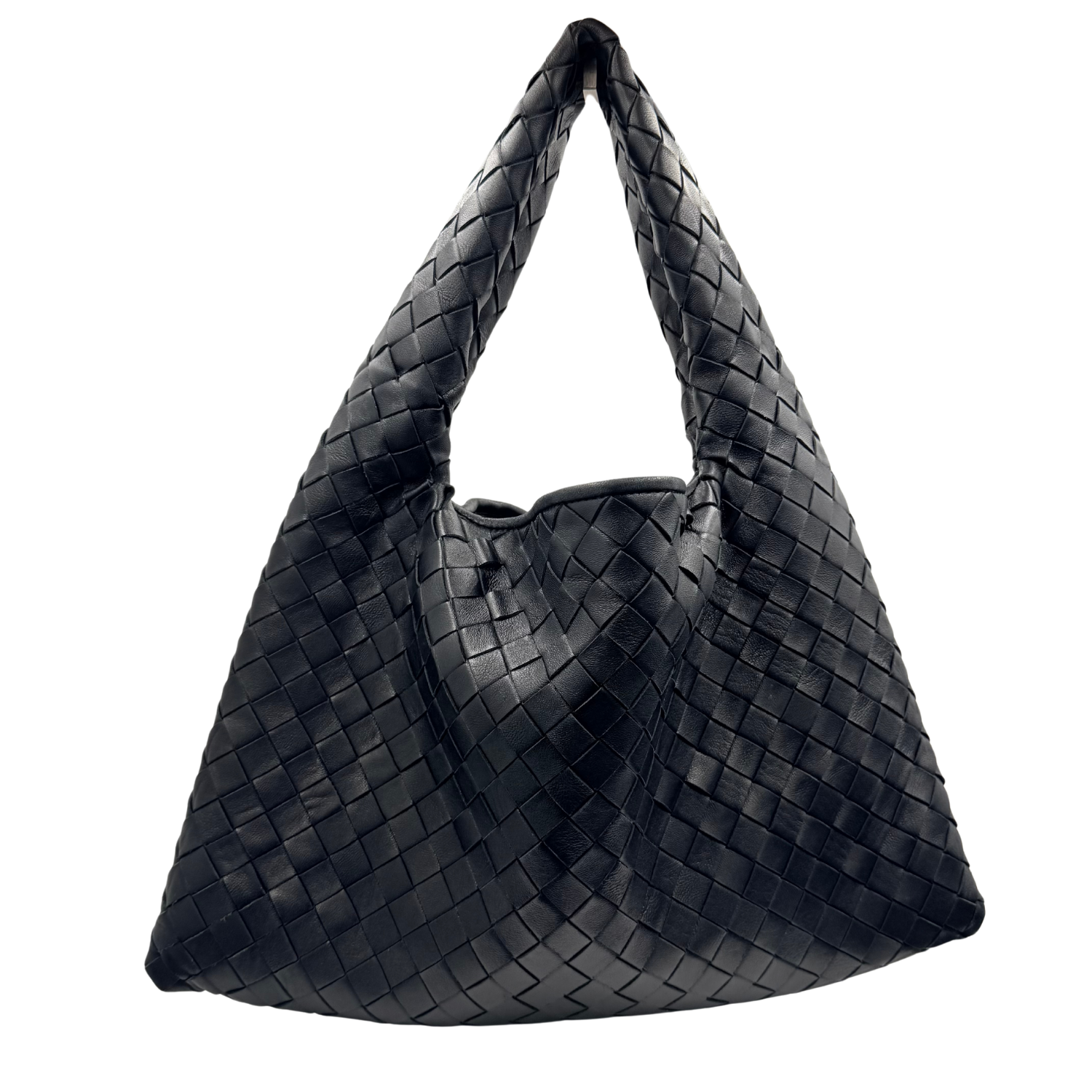 Bottega Veneta Medium Hop Intrecciato Leather Hobo Bag Black